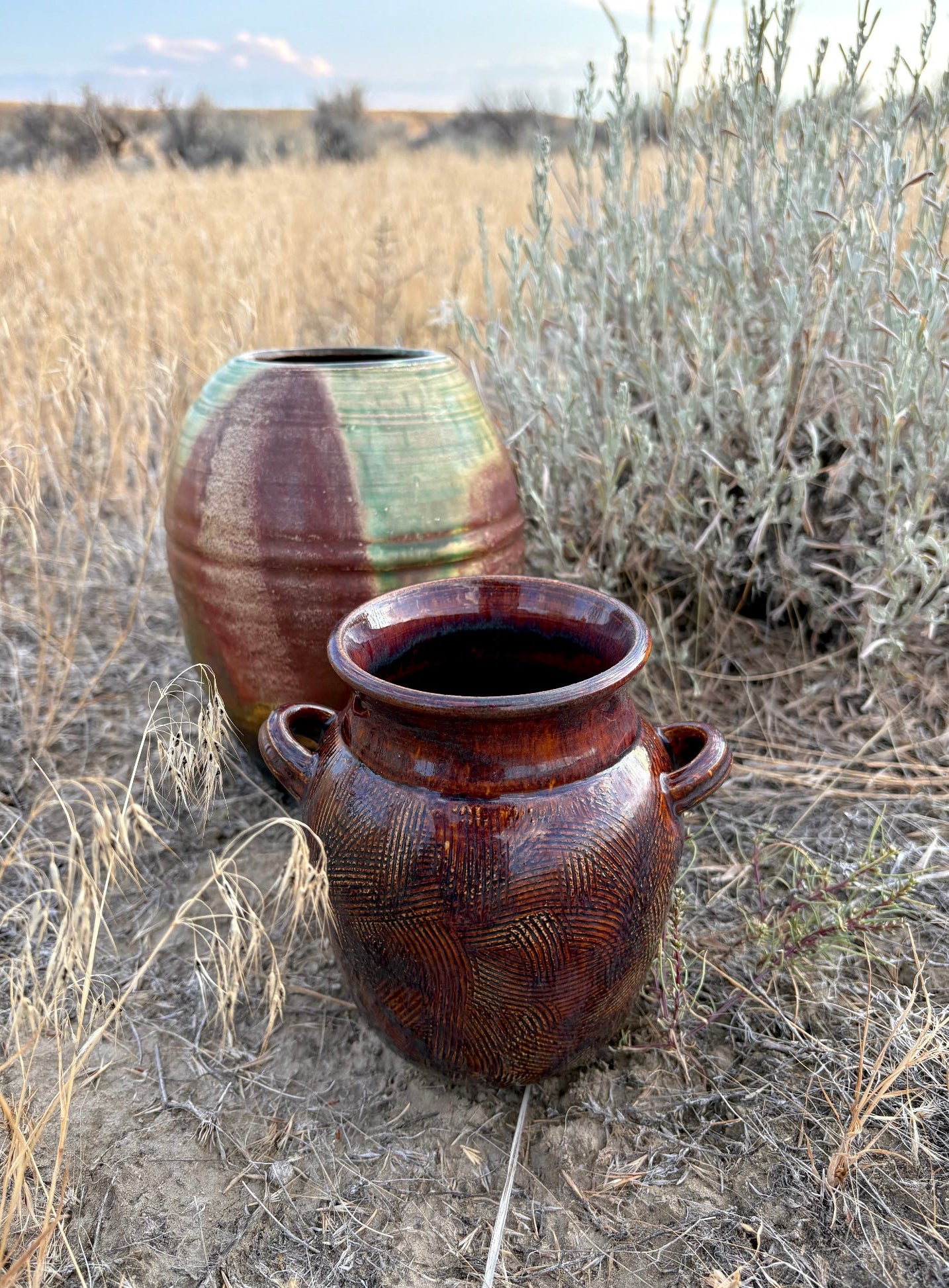 Cross Hatched Vase with Handles