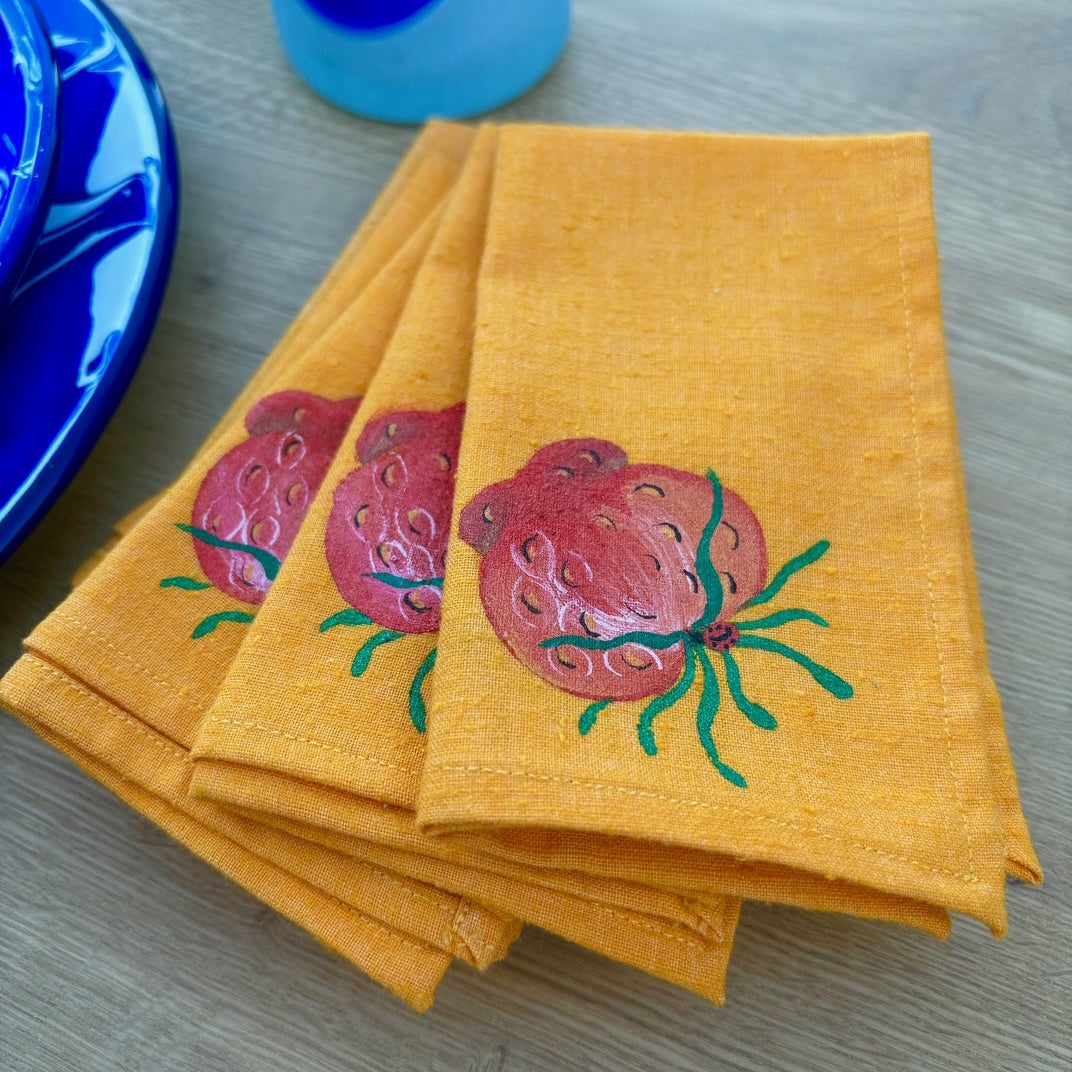 Cocktail Napkins with Strawberries
