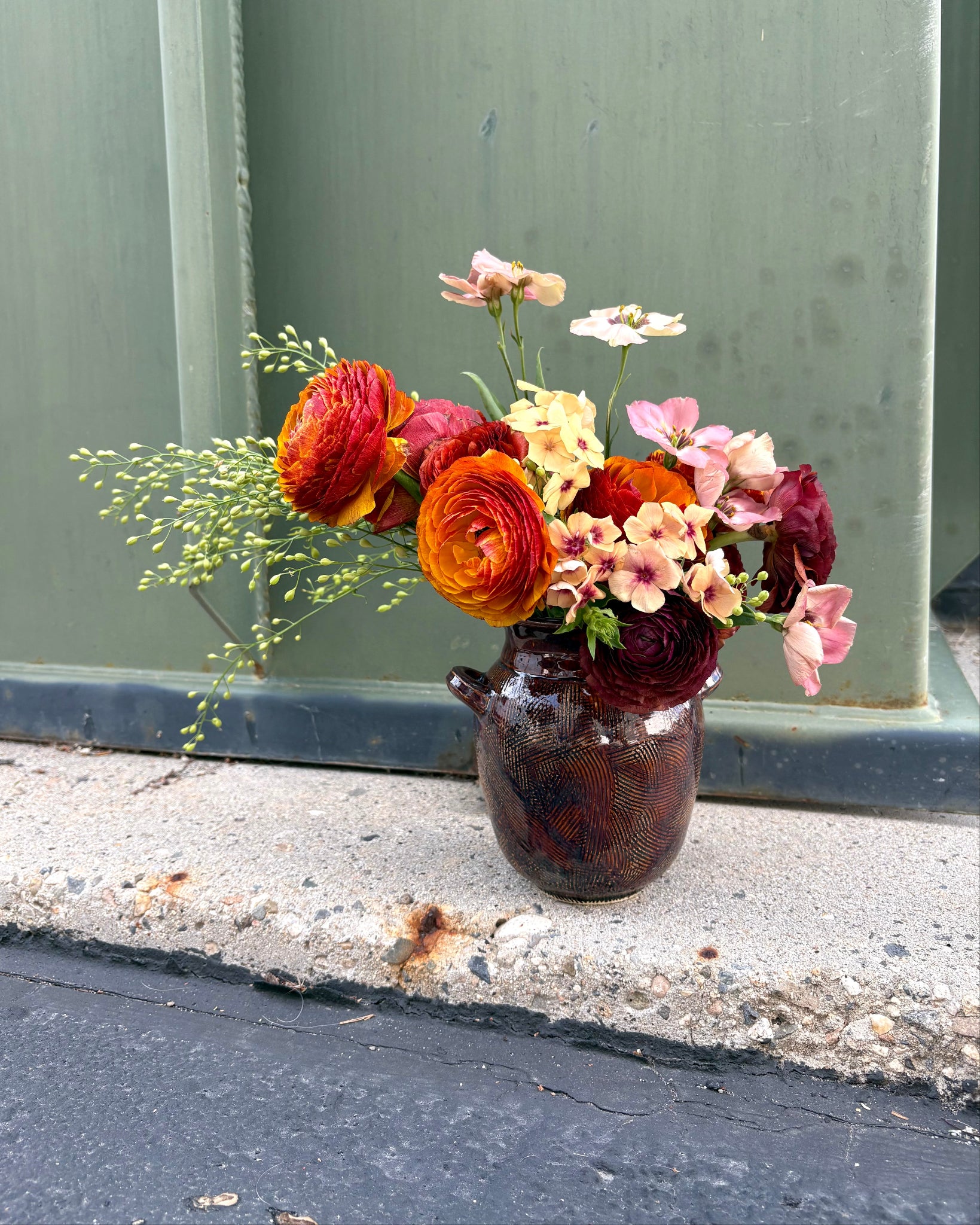 Cross Hatched Vase with Handles