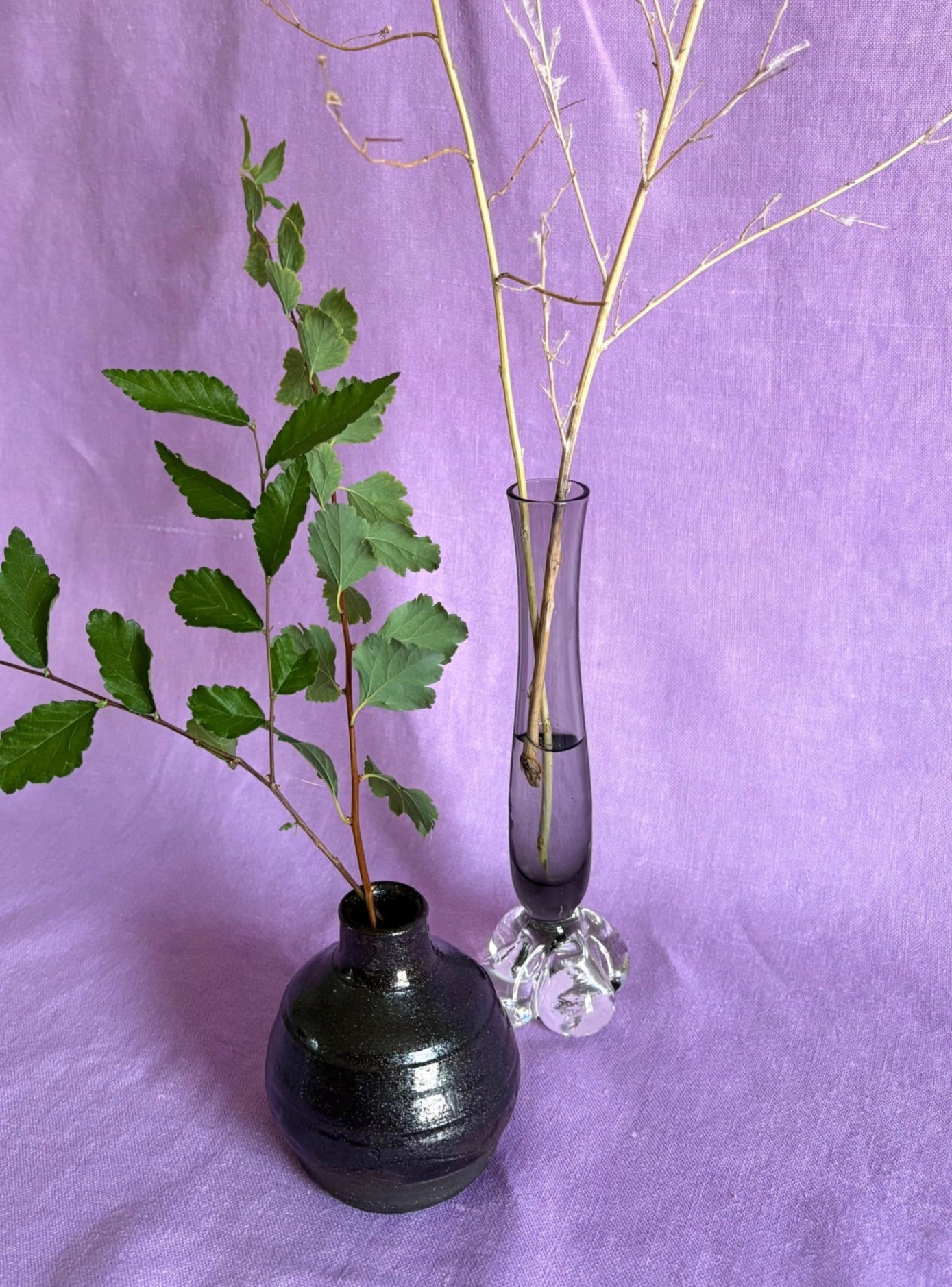 Gray Glass Bud Vase