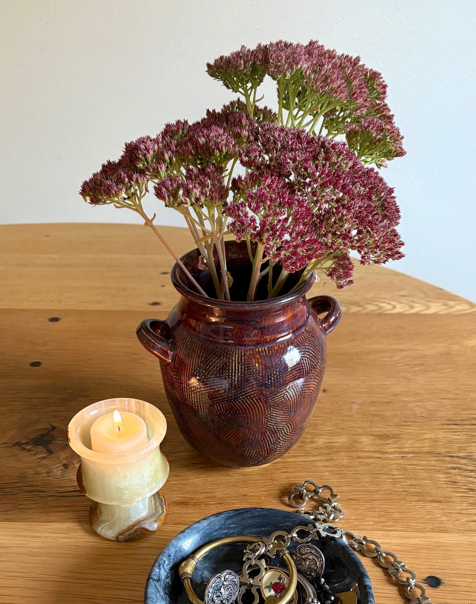 Cross Hatched Vase with Handles