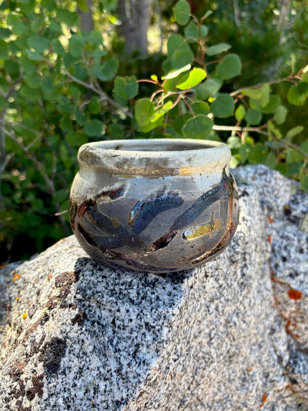 Ceramic Bowl with Smoky Iridescent Glaze