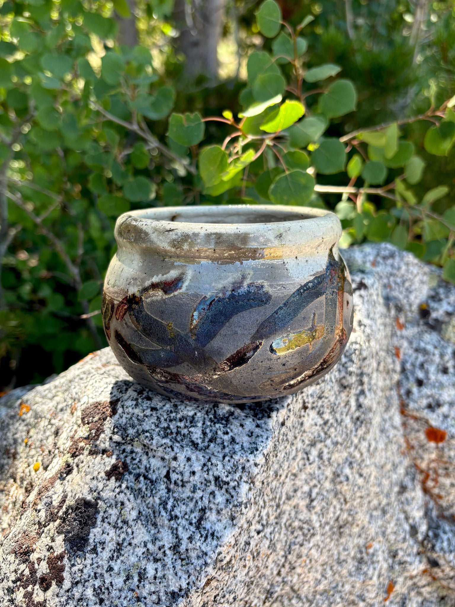 Ceramic Bowl with Smoky Iridescent Glaze