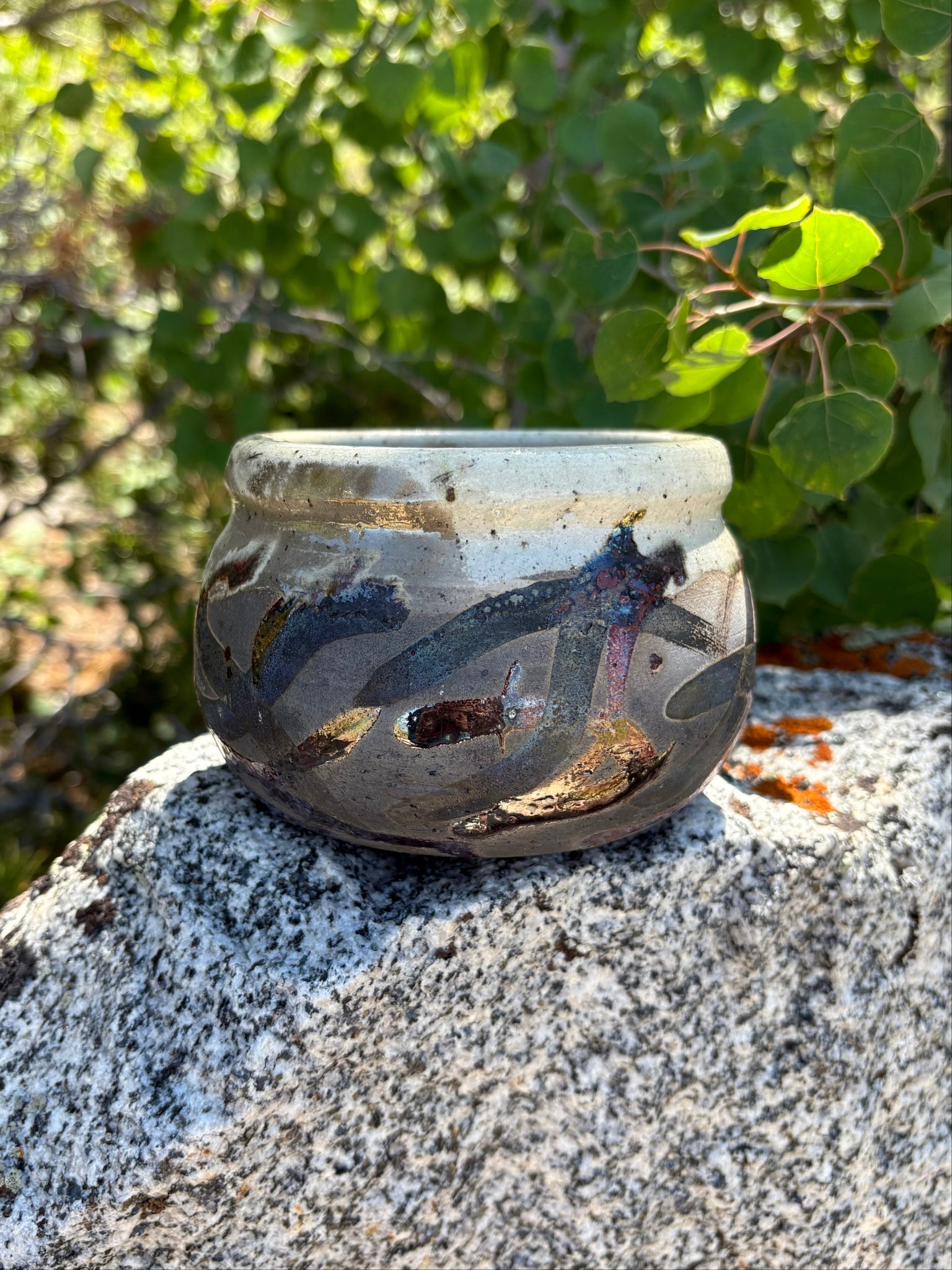 Ceramic Bowl with Smoky Iridescent Glaze