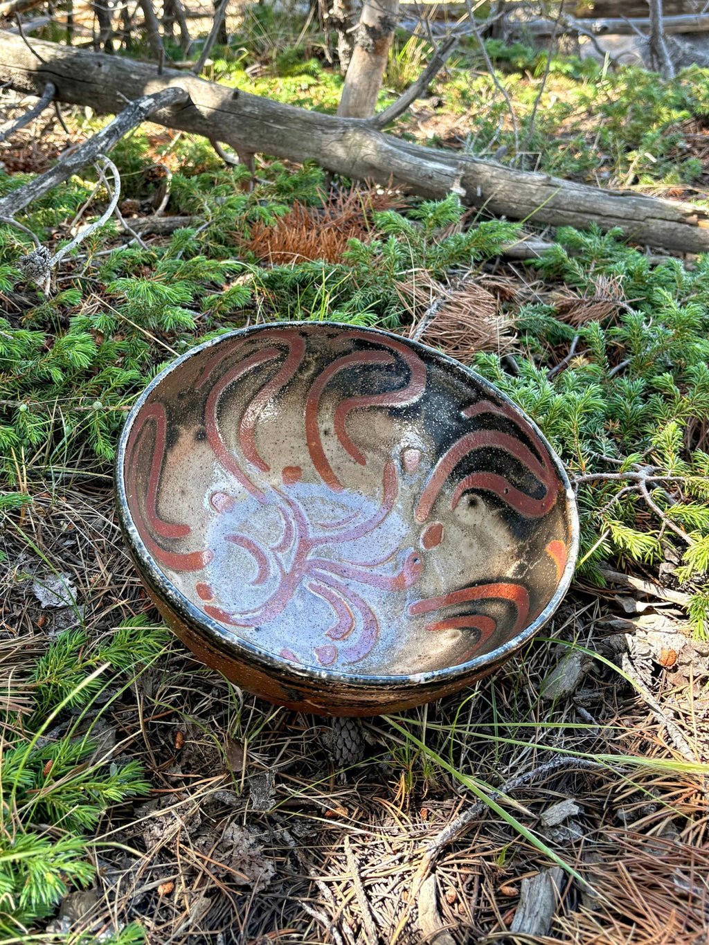 Ceramic Bowl with Lines and Dots