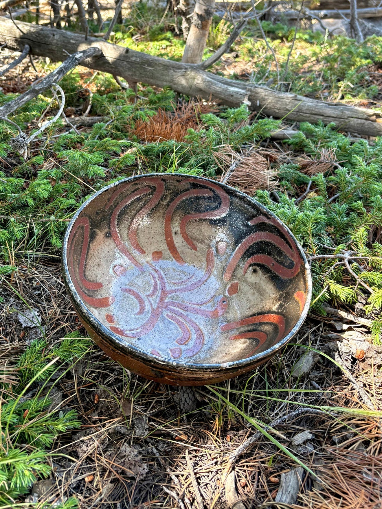 Ceramic Bowl with Lines and Dots