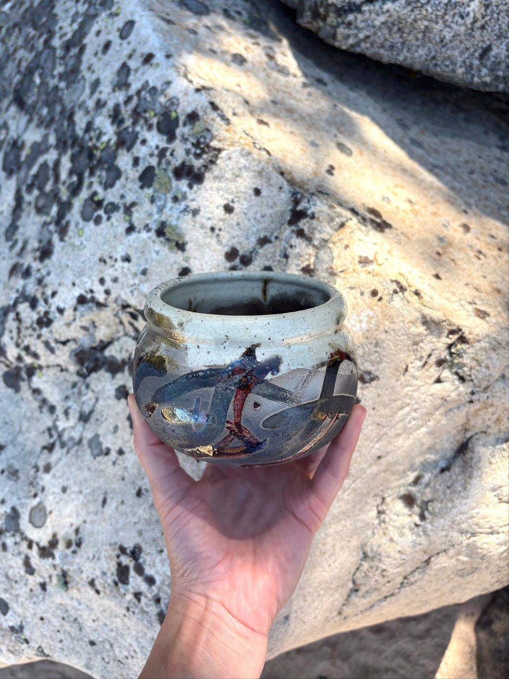 Ceramic Bowl with Smoky Iridescent Glaze