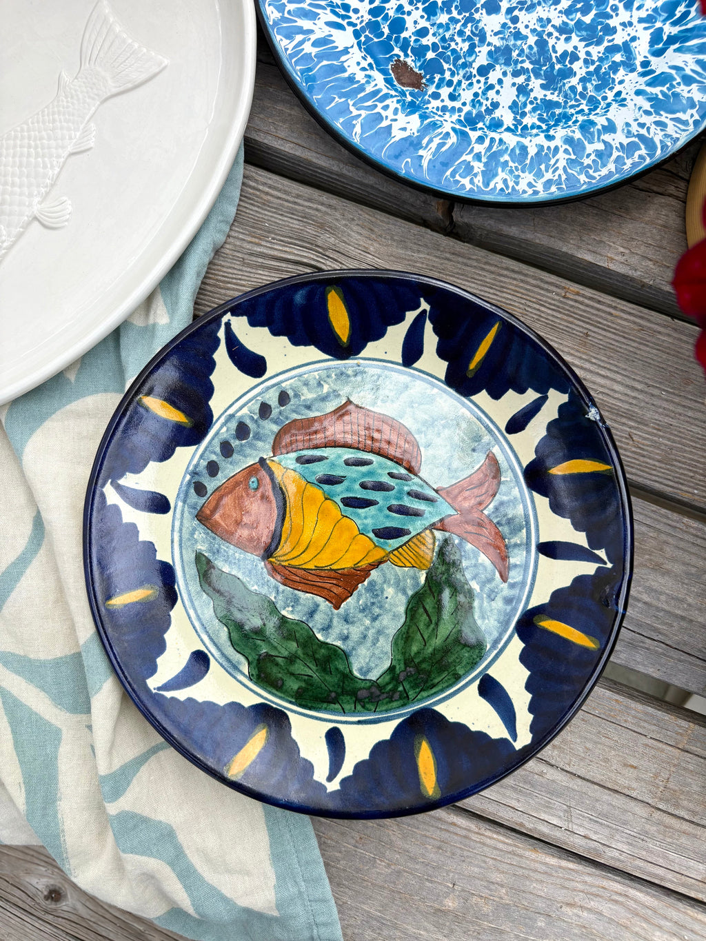 Mexican Talavera Plate with Fish