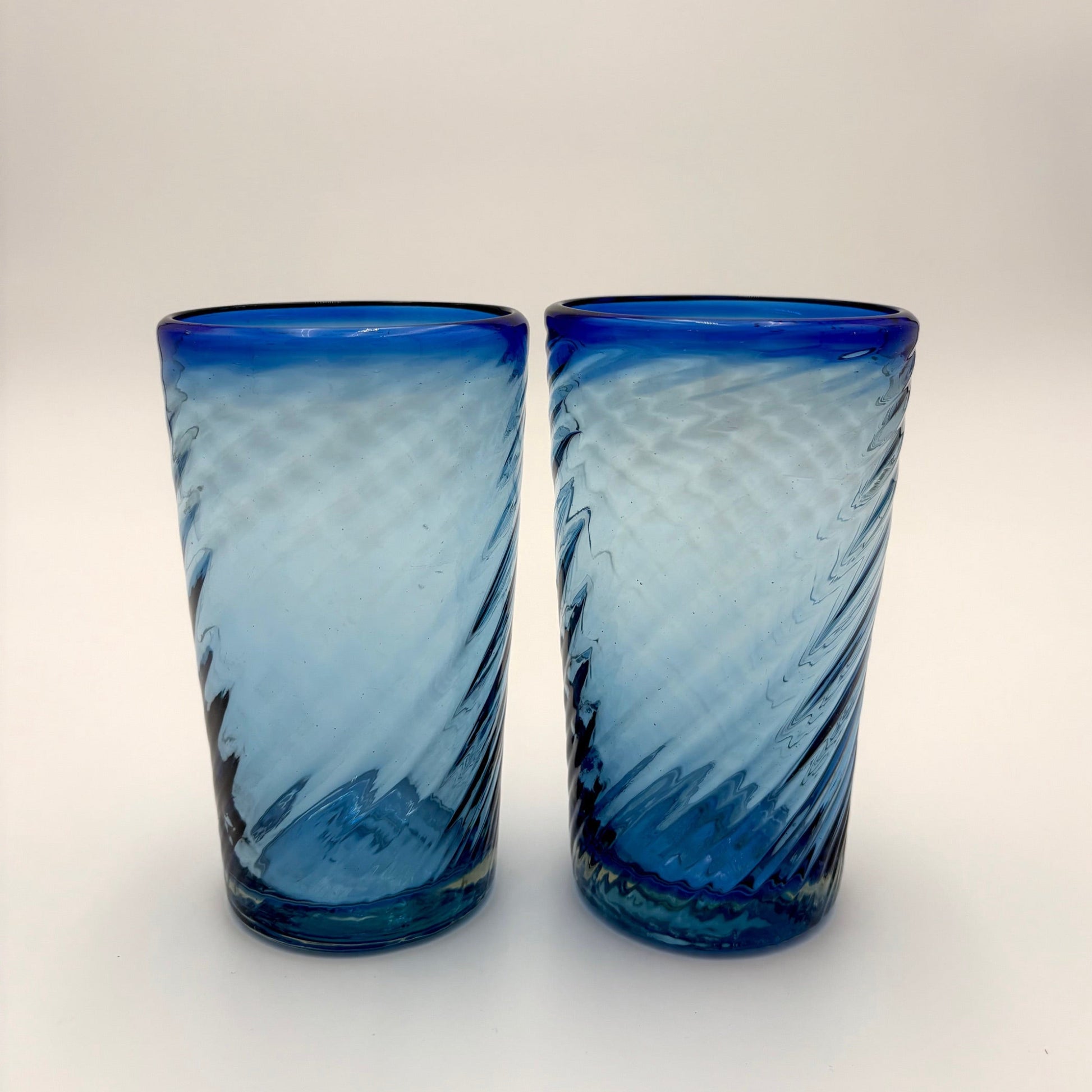 Blue Spiral Water Glasses