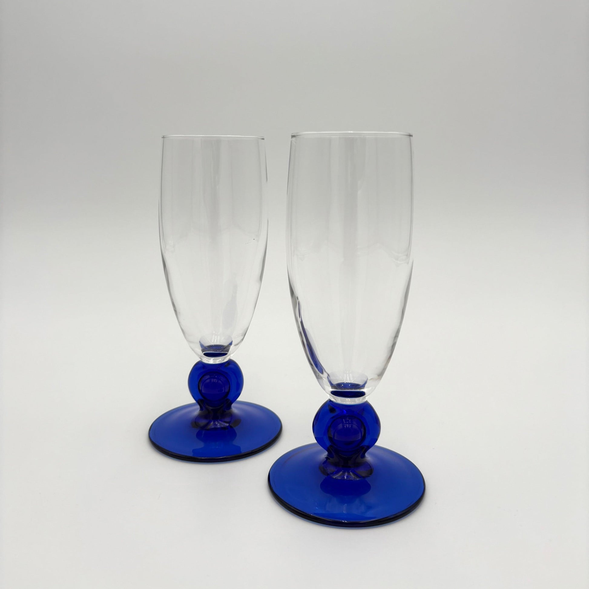 Champagne Flutes with Blue Stem