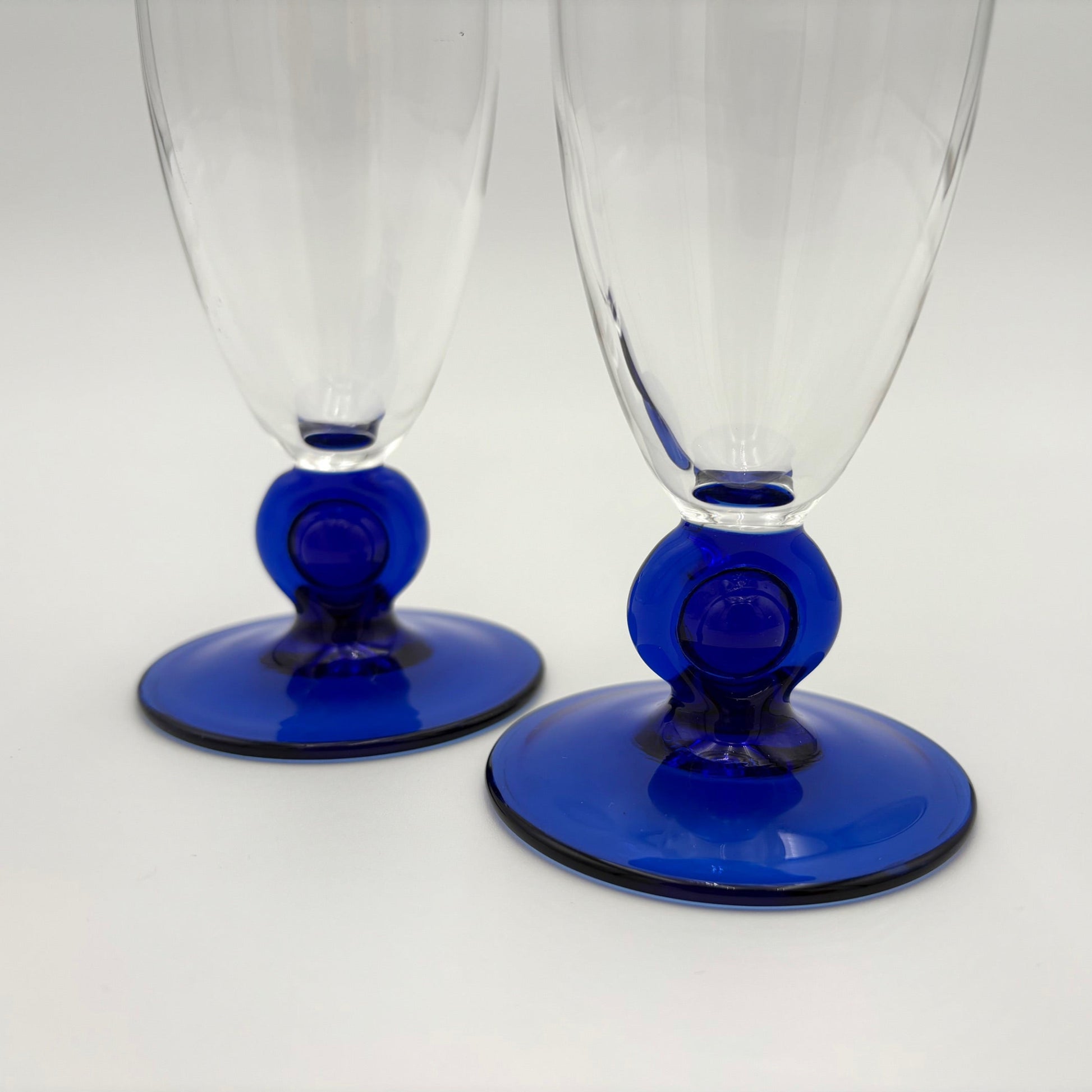 Champagne Flutes with Blue Stem