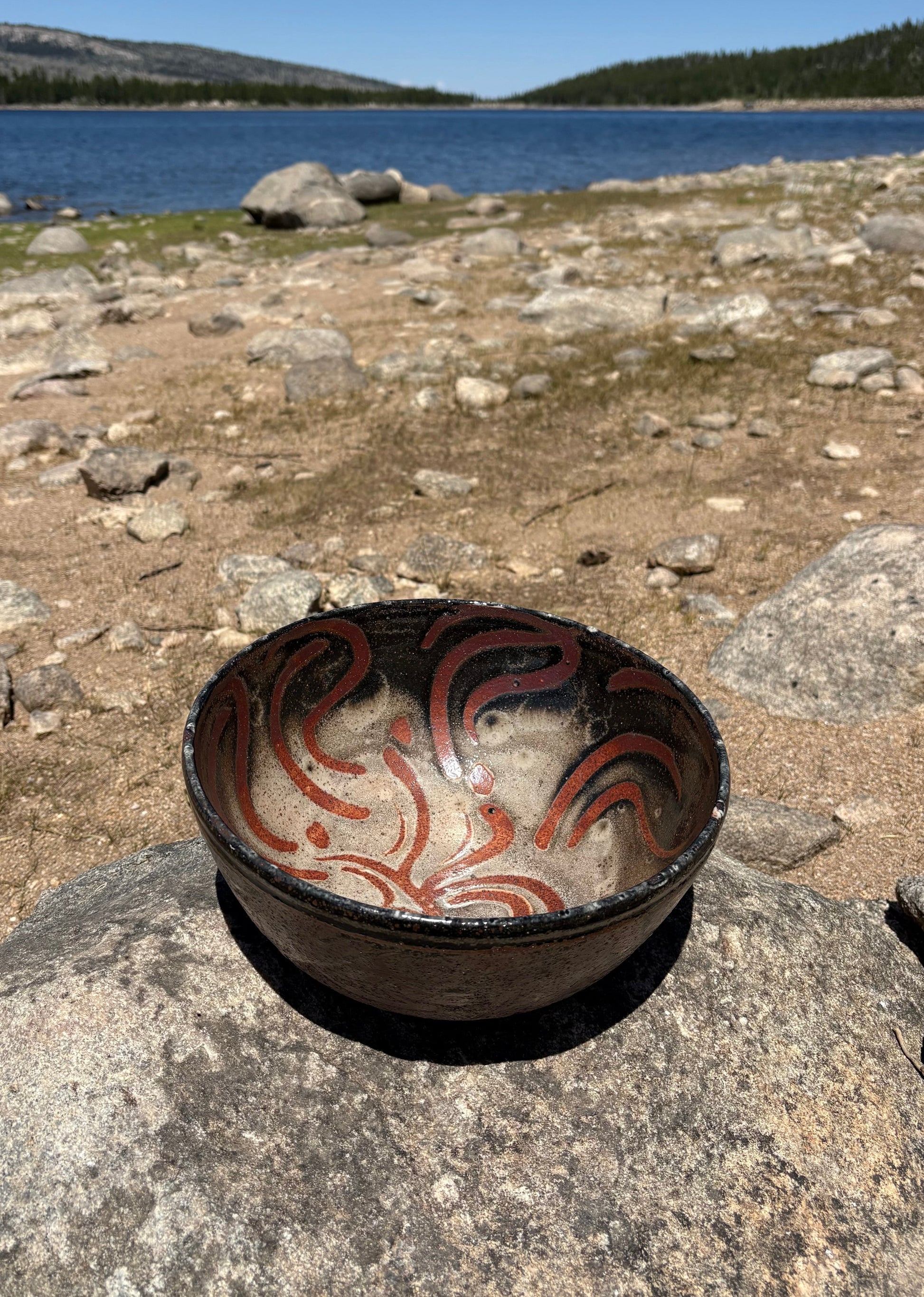 Ceramic Bowl with Lines and Dots