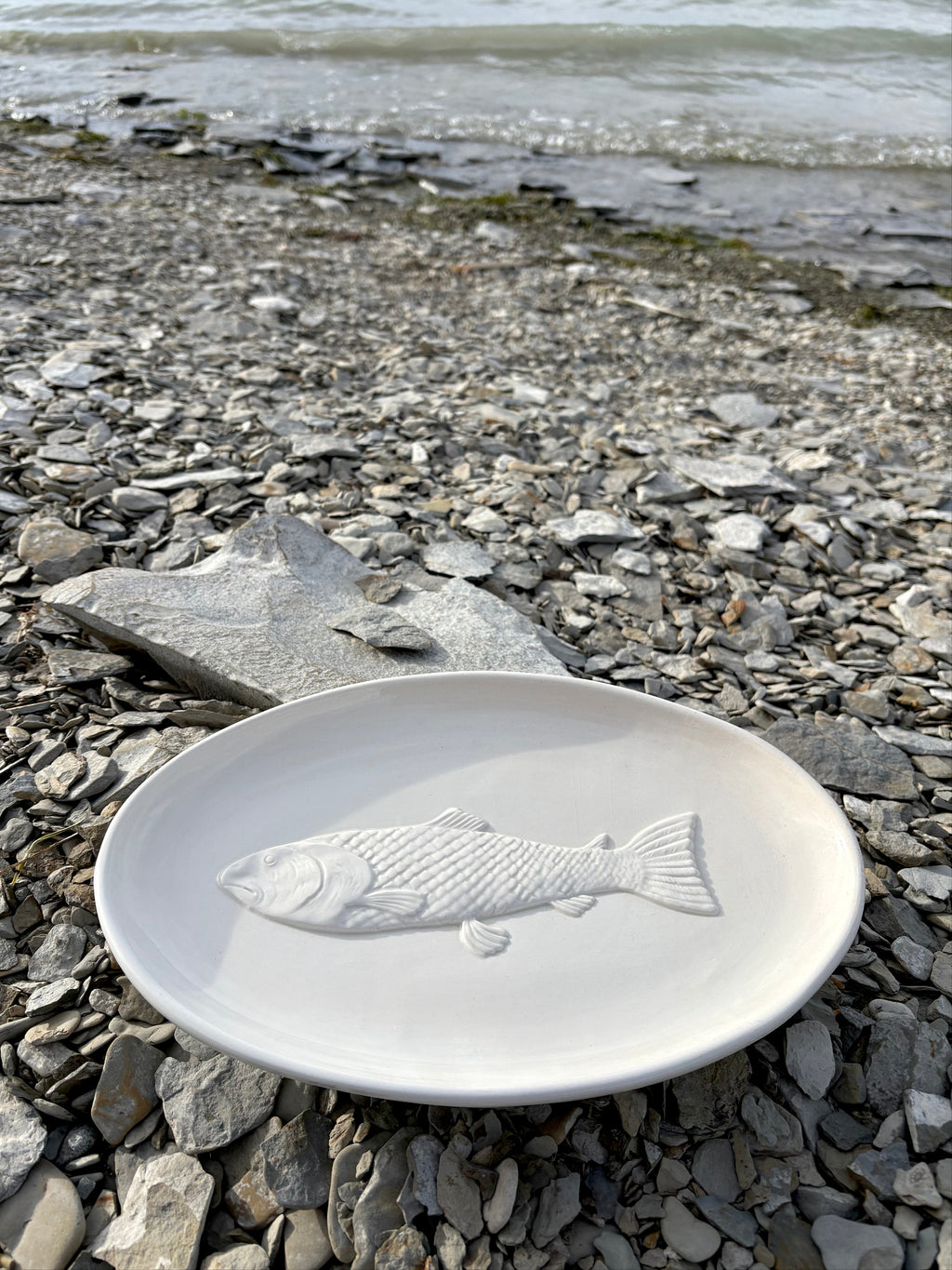 Serving Dish with Embossed Fish