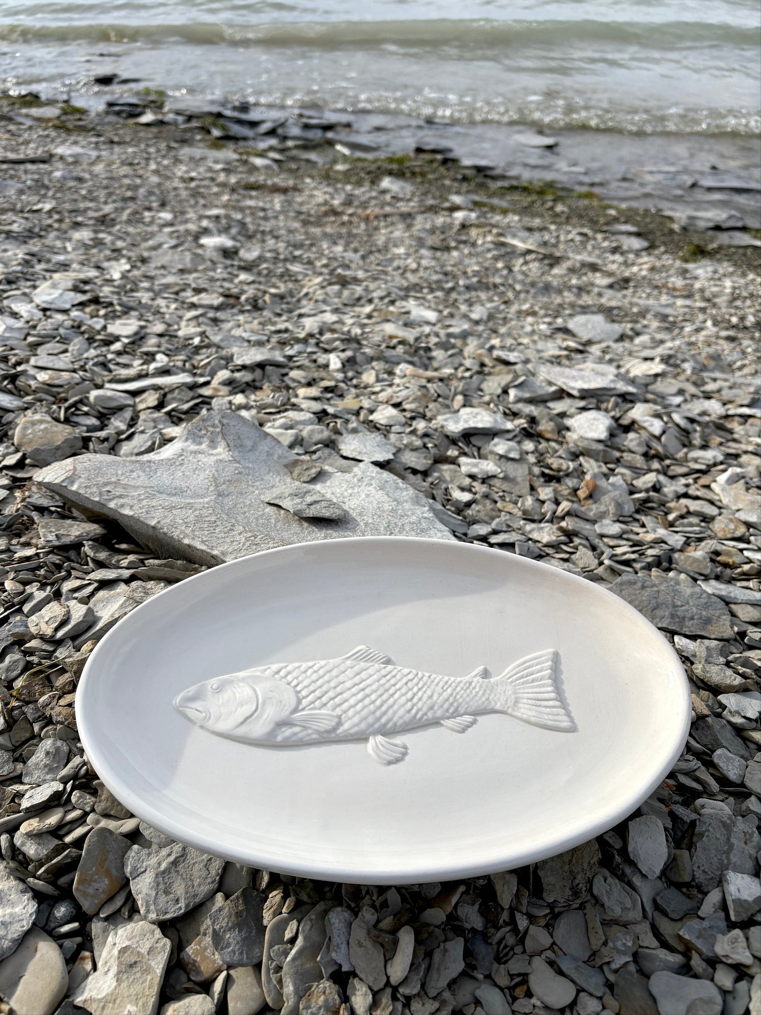 Serving Dish with Embossed Fish