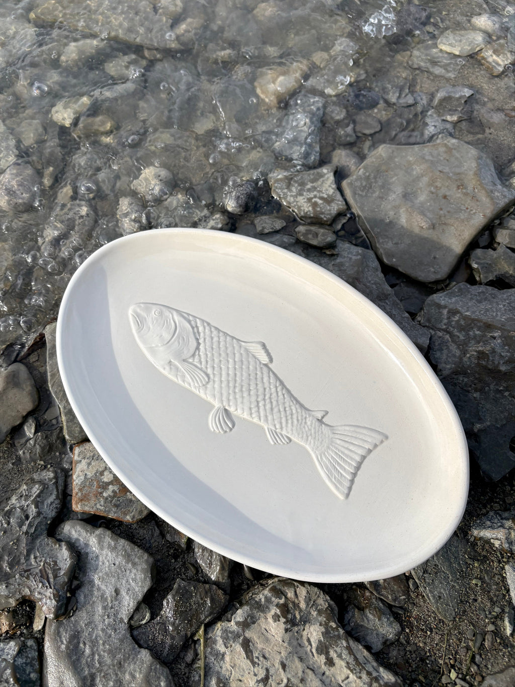 Serving Dish with Embossed Fish