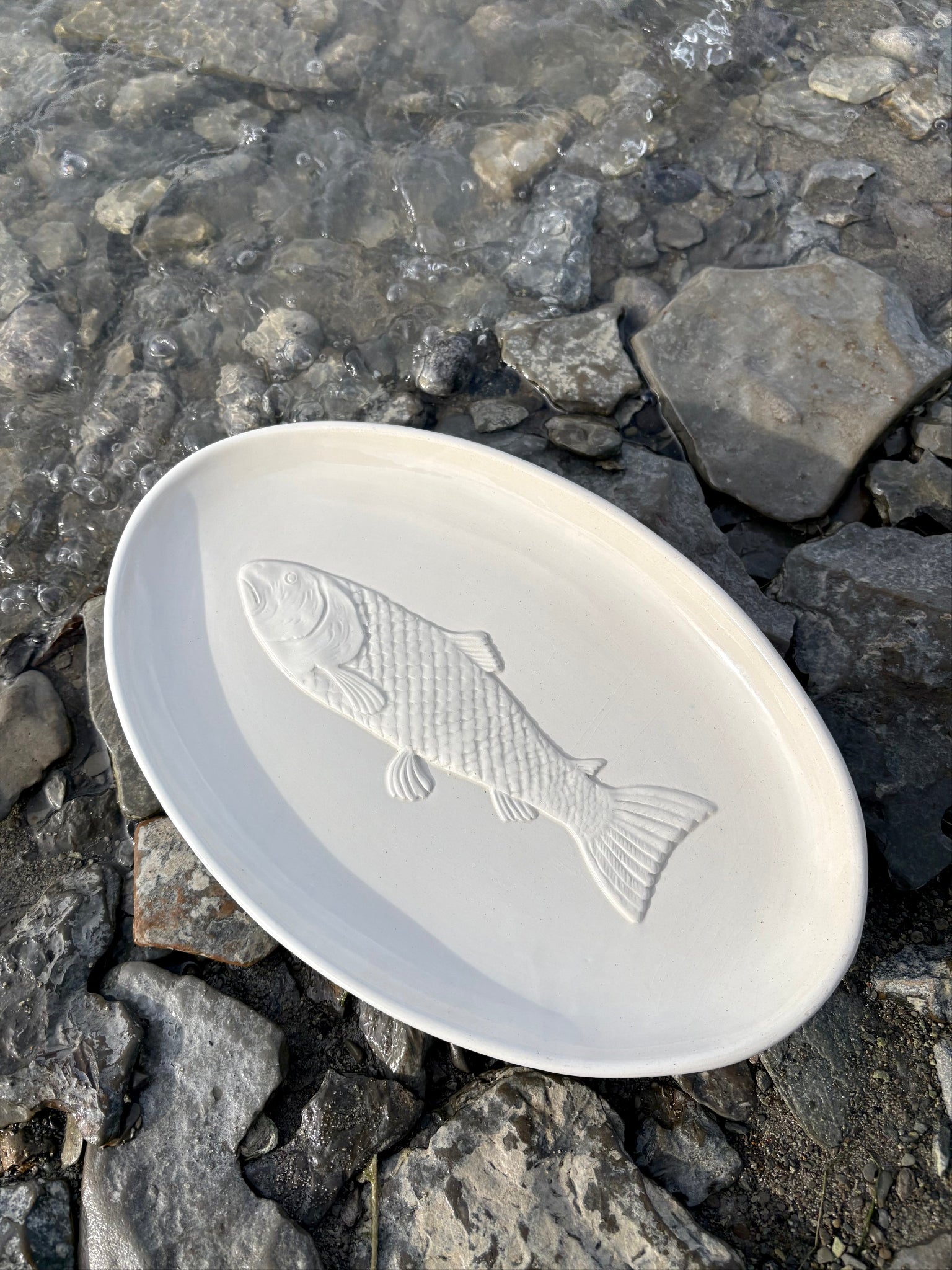 Serving Dish with Embossed Fish