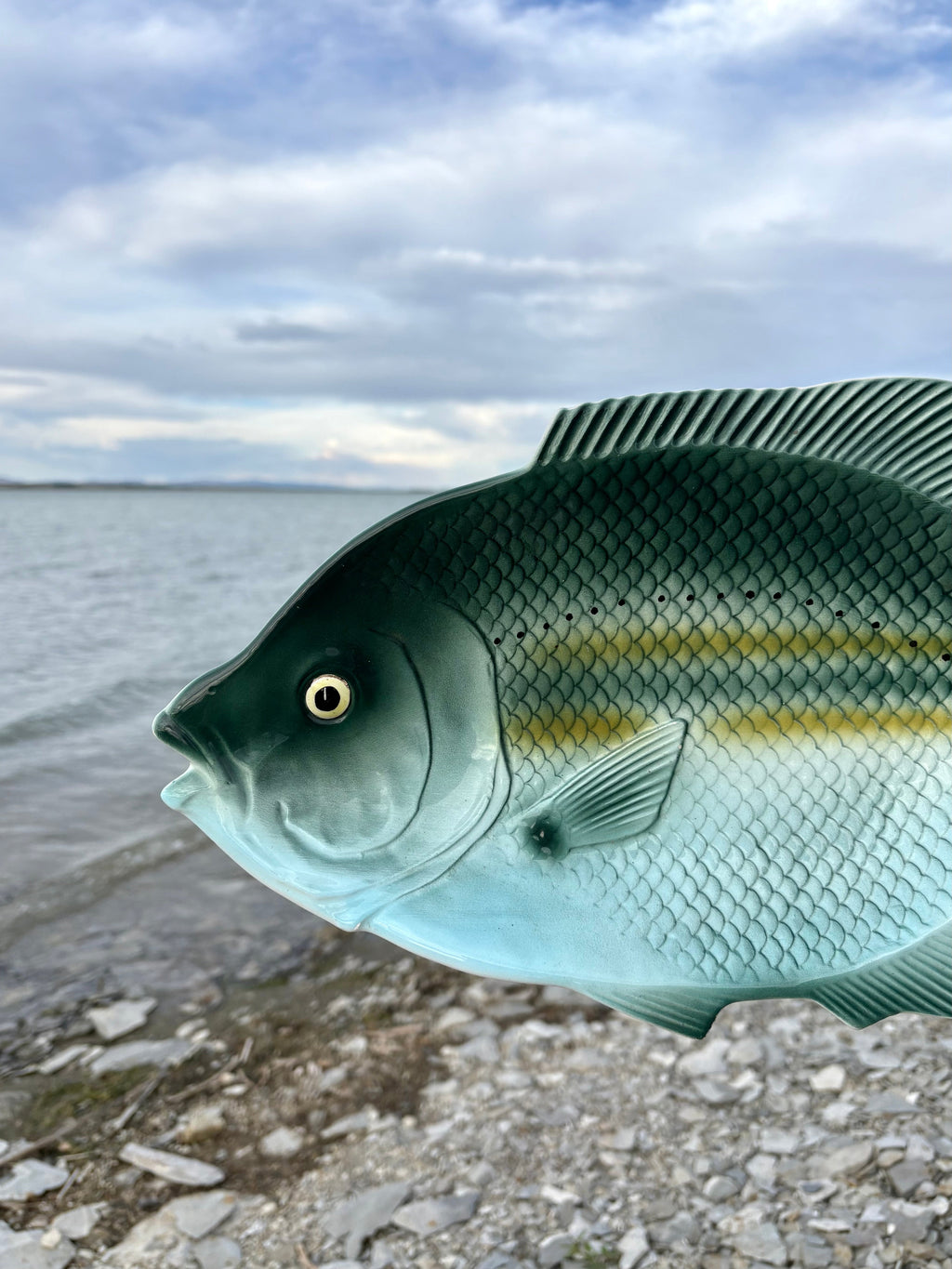 Vintage Teal Fish with Yellow Stripes Platter
