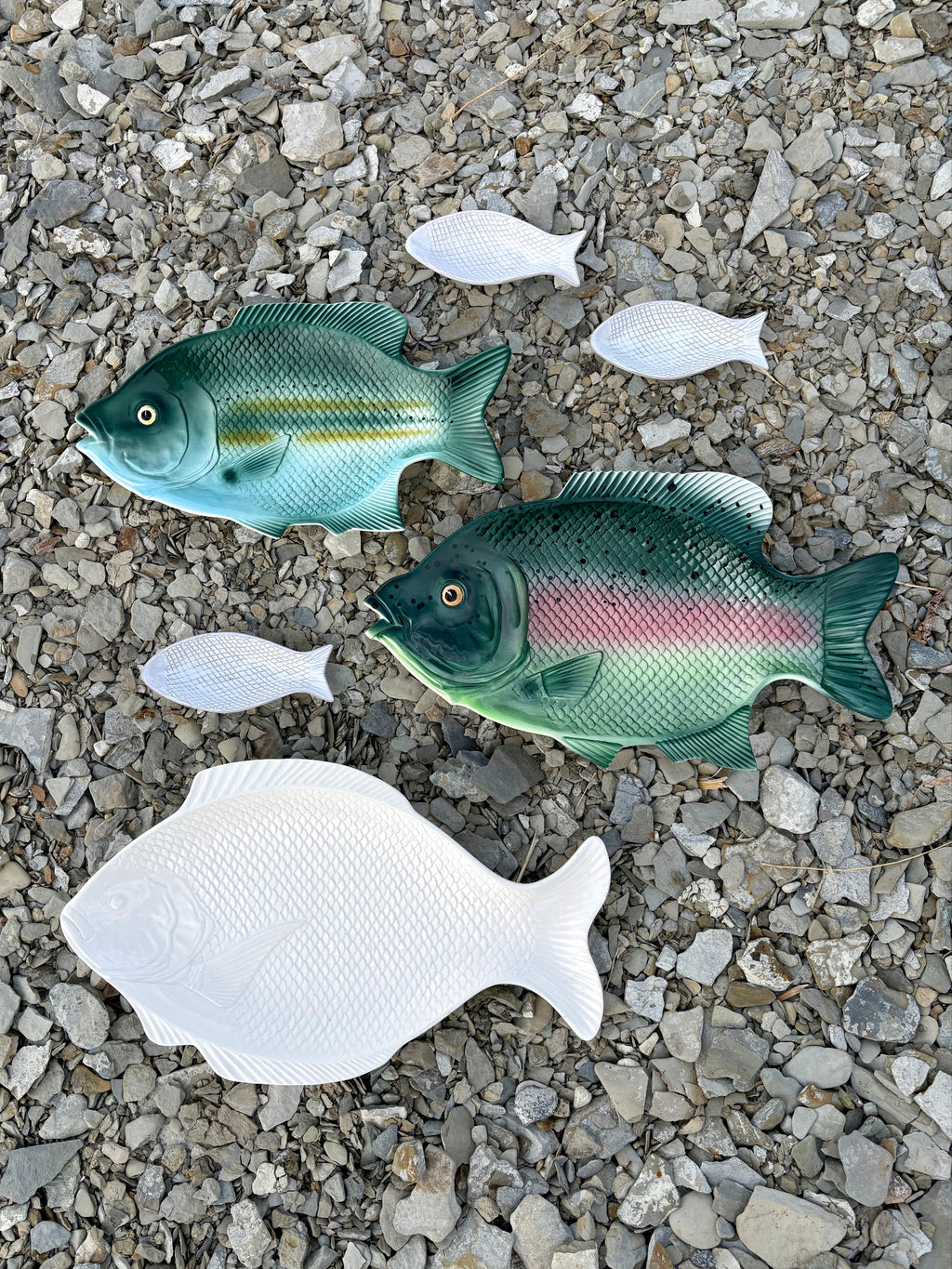 Vintage Green Fish with Pink Stripe Platter