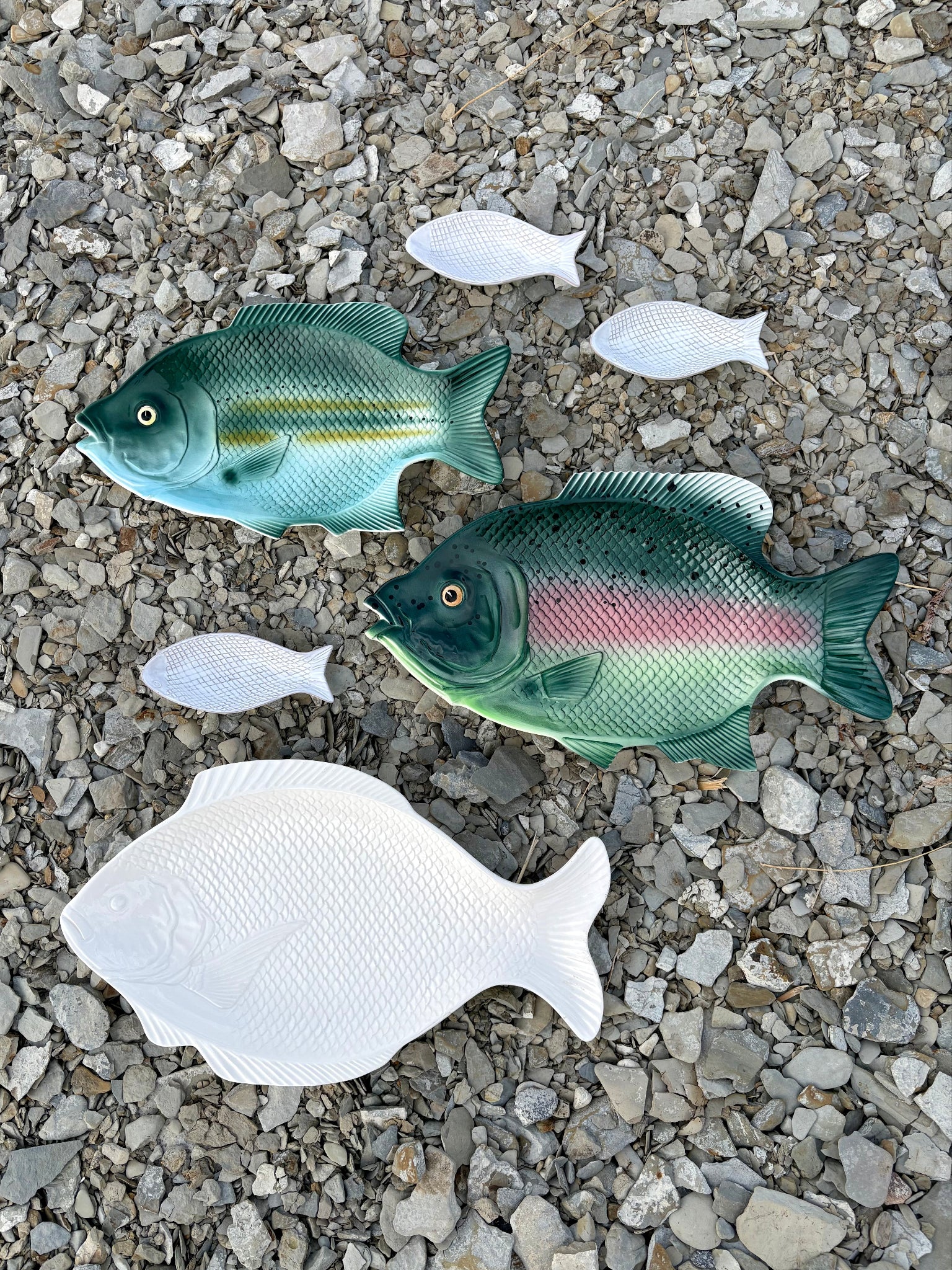 Vintage Green Fish with Pink Stripe Platter