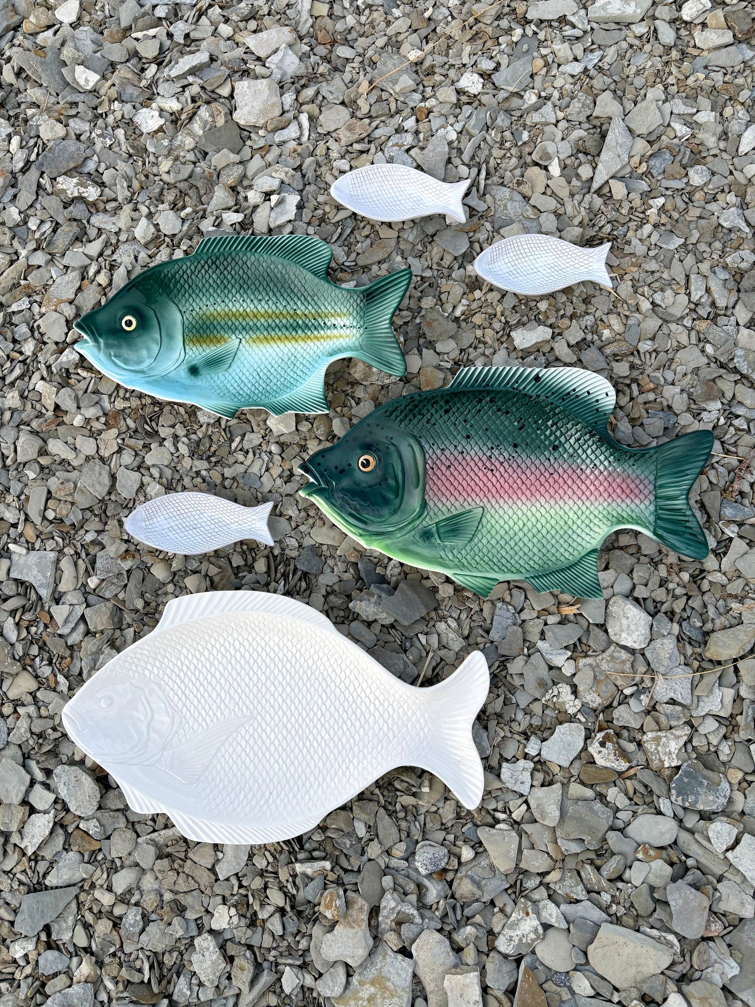 Vintage Teal Fish with Yellow Stripes Platter
