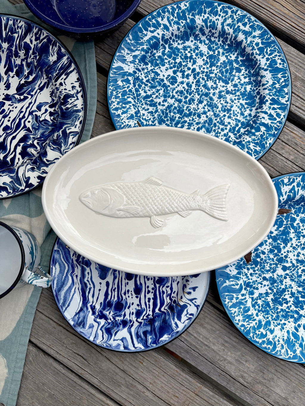 Serving Dish with Embossed Fish