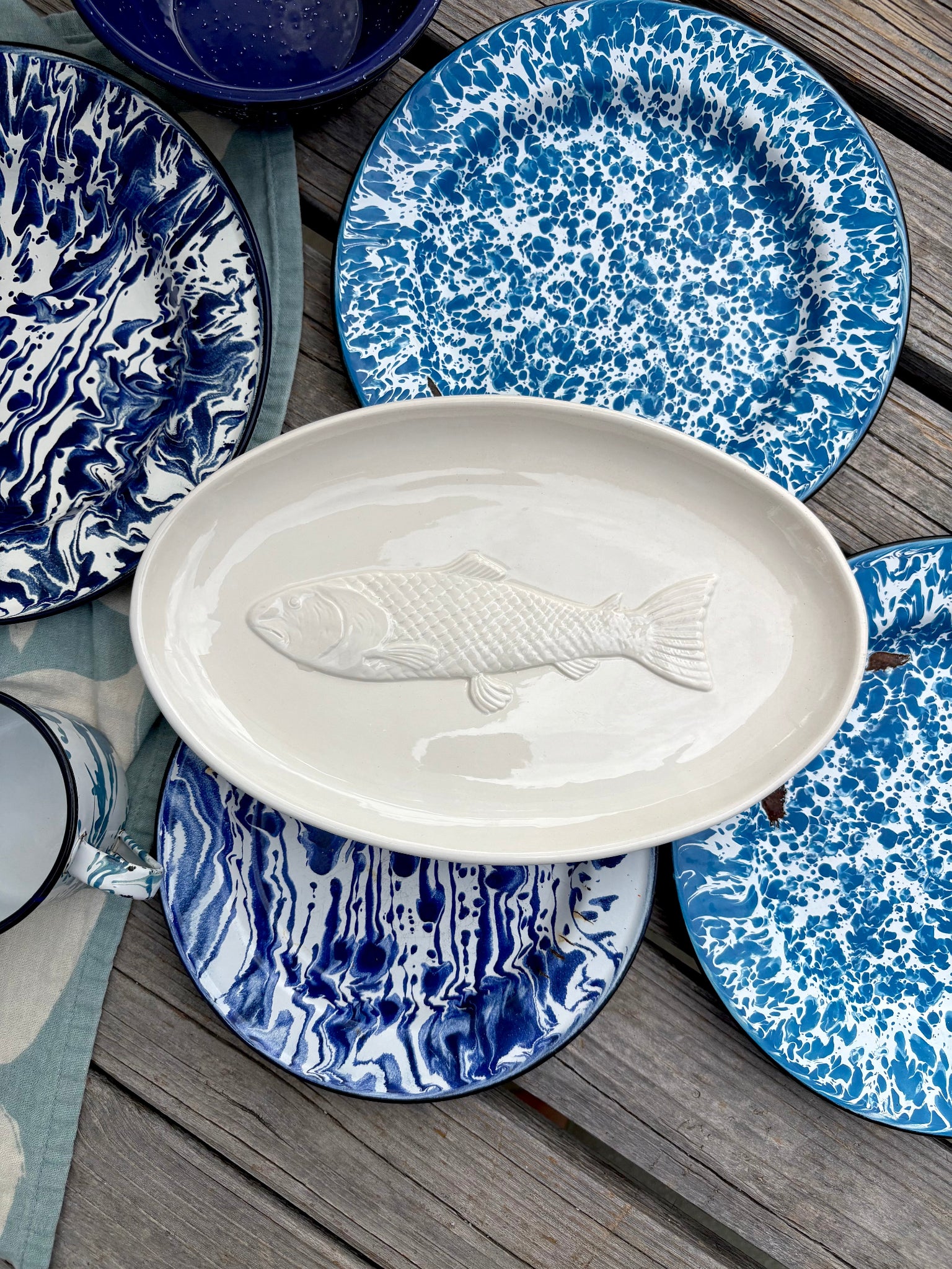 Serving Dish with Embossed Fish