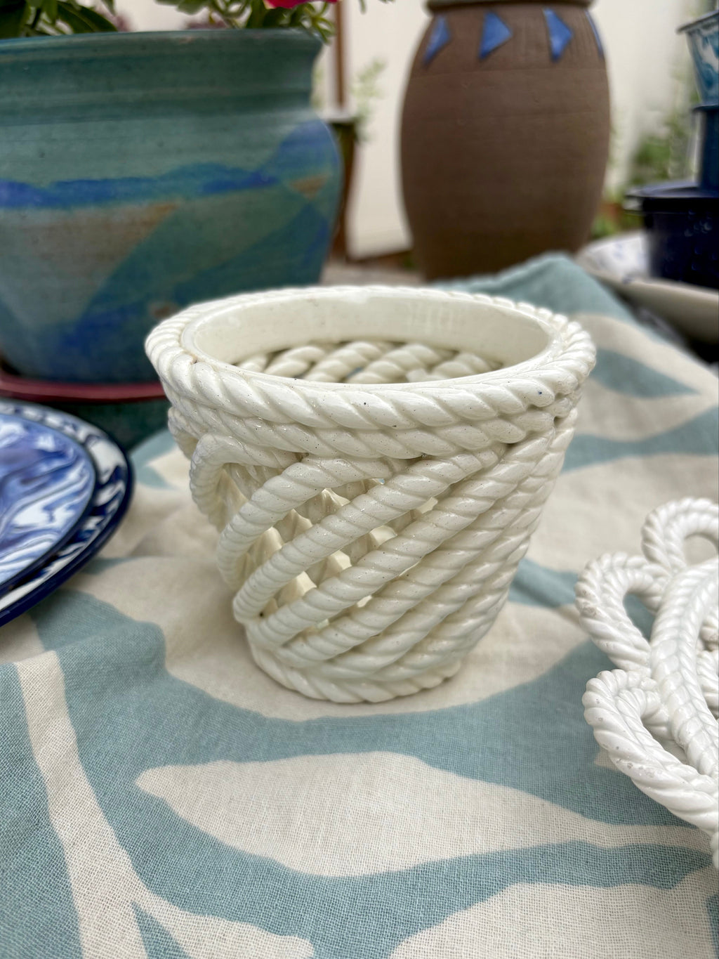 Spanish Twisted Rope Ceramic Basket