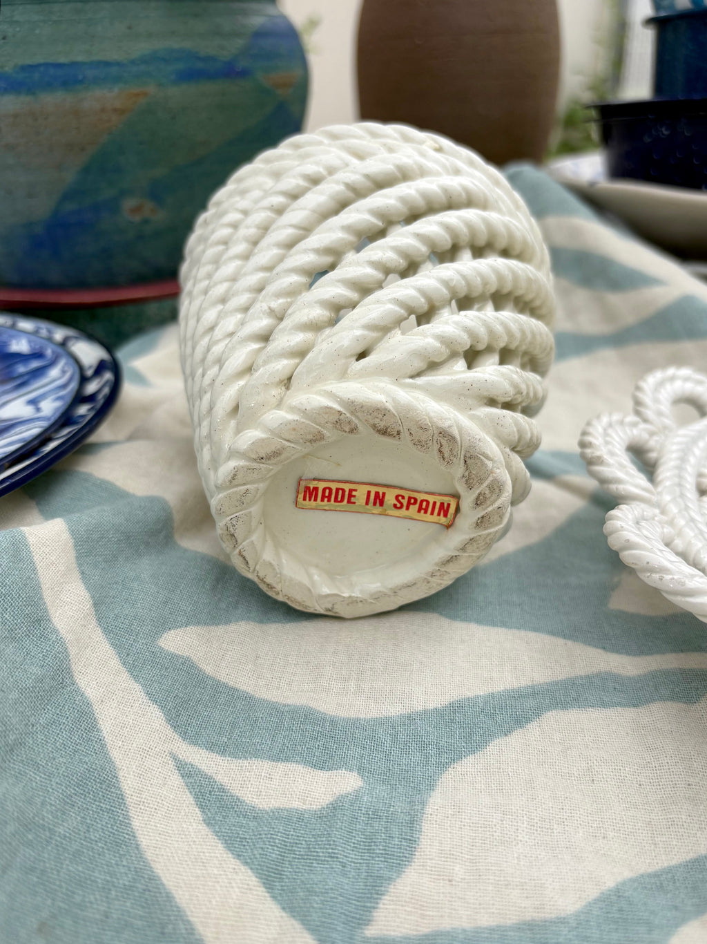 Spanish Twisted Rope Ceramic Basket