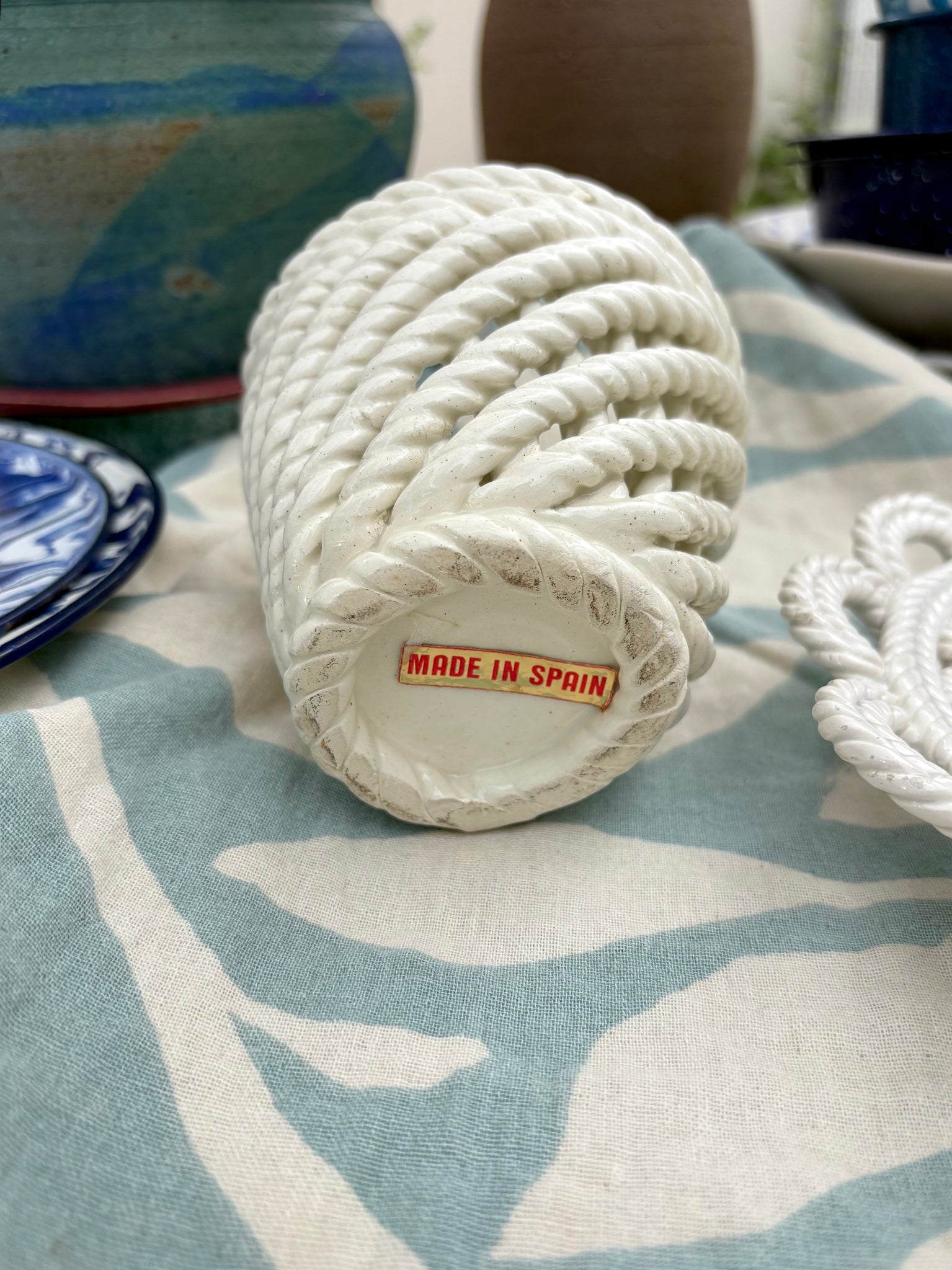 Spanish Twisted Rope Ceramic Basket