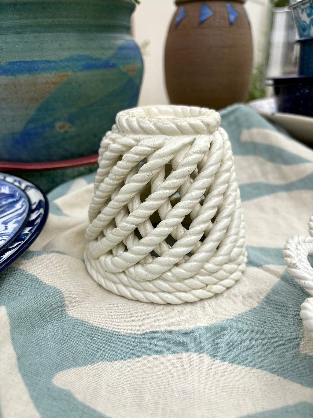 Spanish Twisted Rope Ceramic Basket