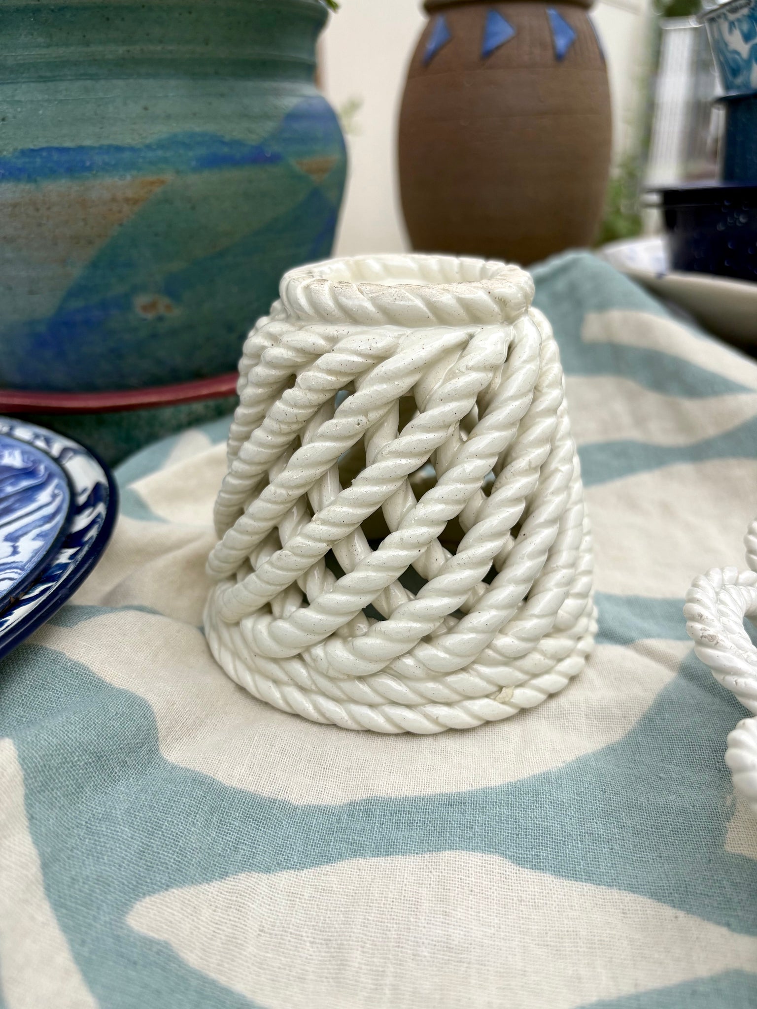 Spanish Twisted Rope Ceramic Basket