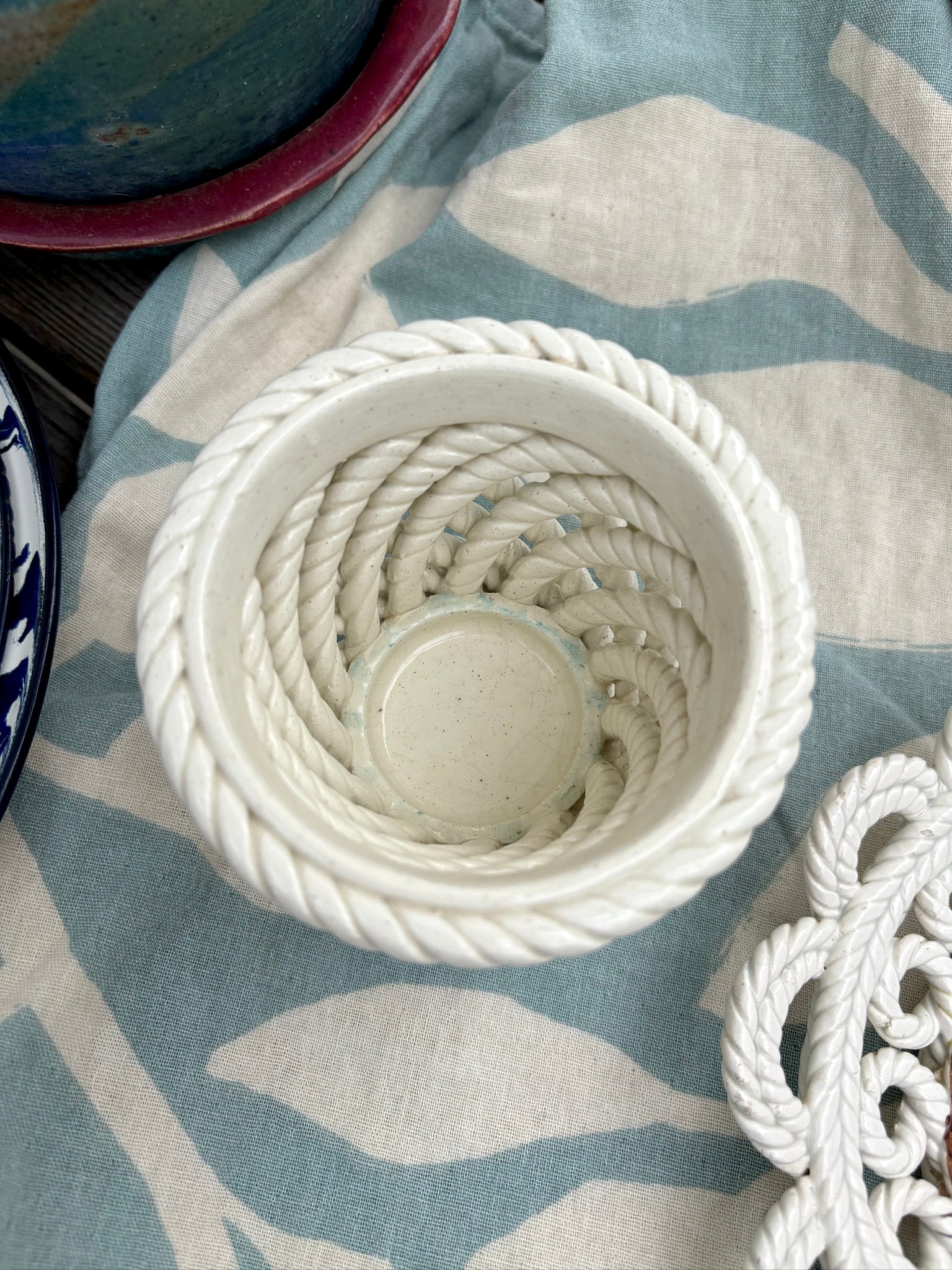 Spanish Twisted Rope Ceramic Basket