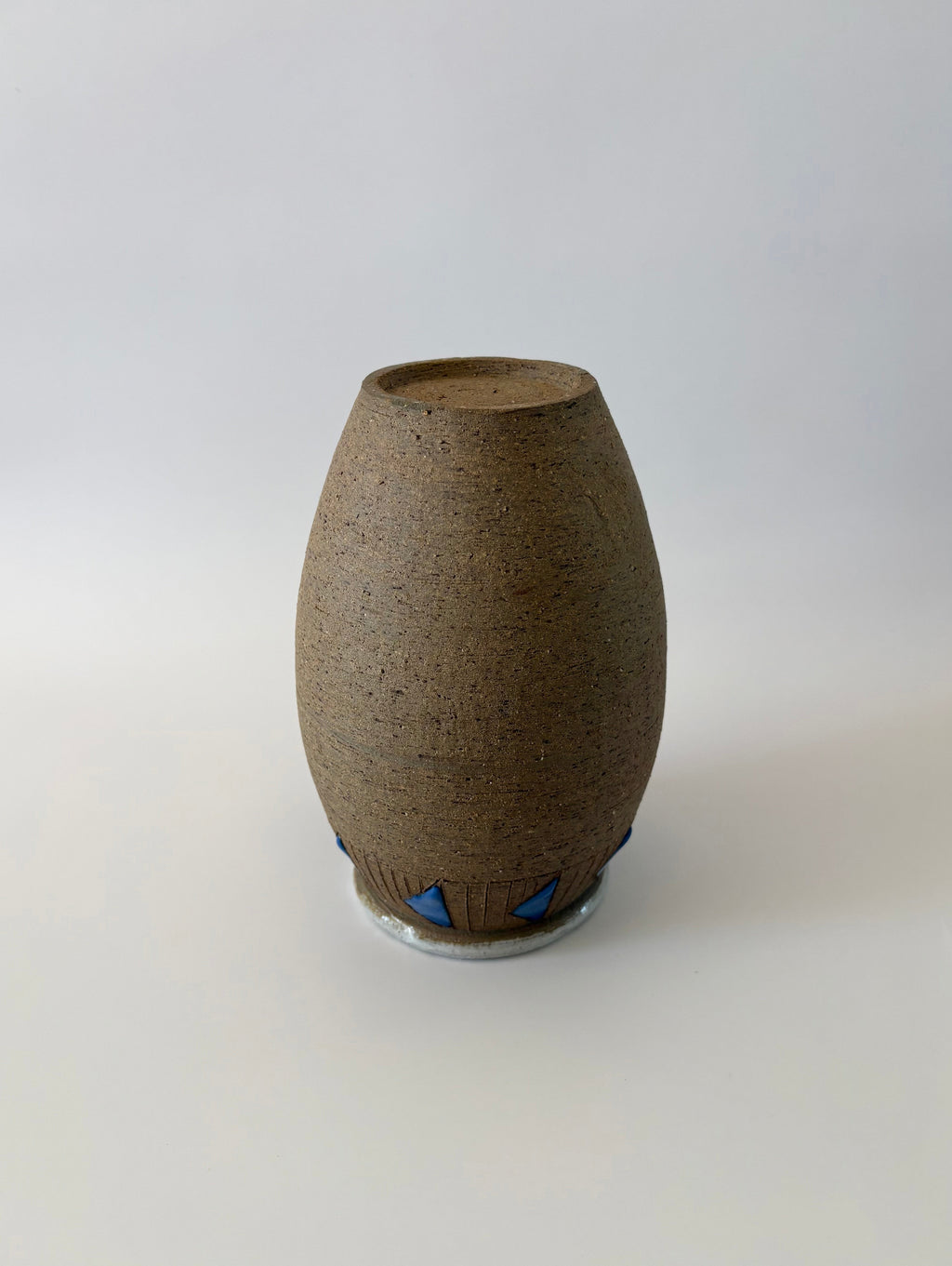 Ceramic Vase with Blue Triangles