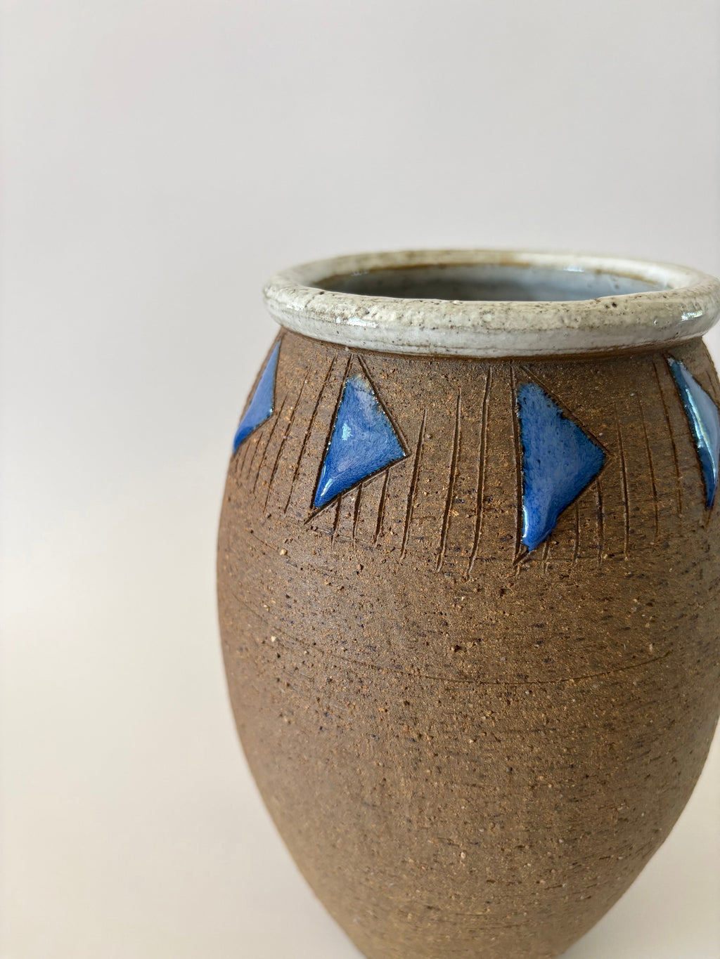 Ceramic Vase with Blue Triangles