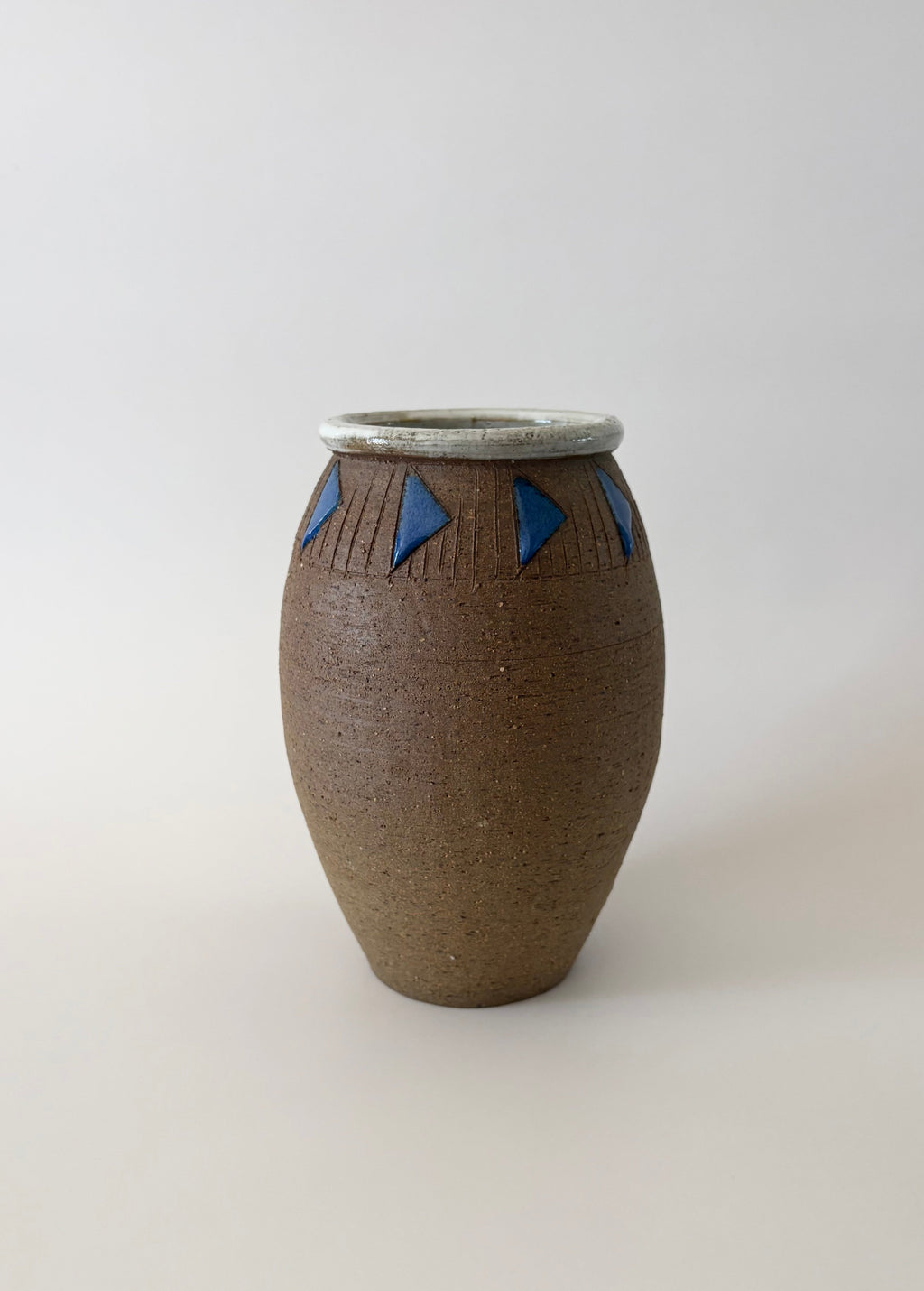 Ceramic Vase with Blue Triangles