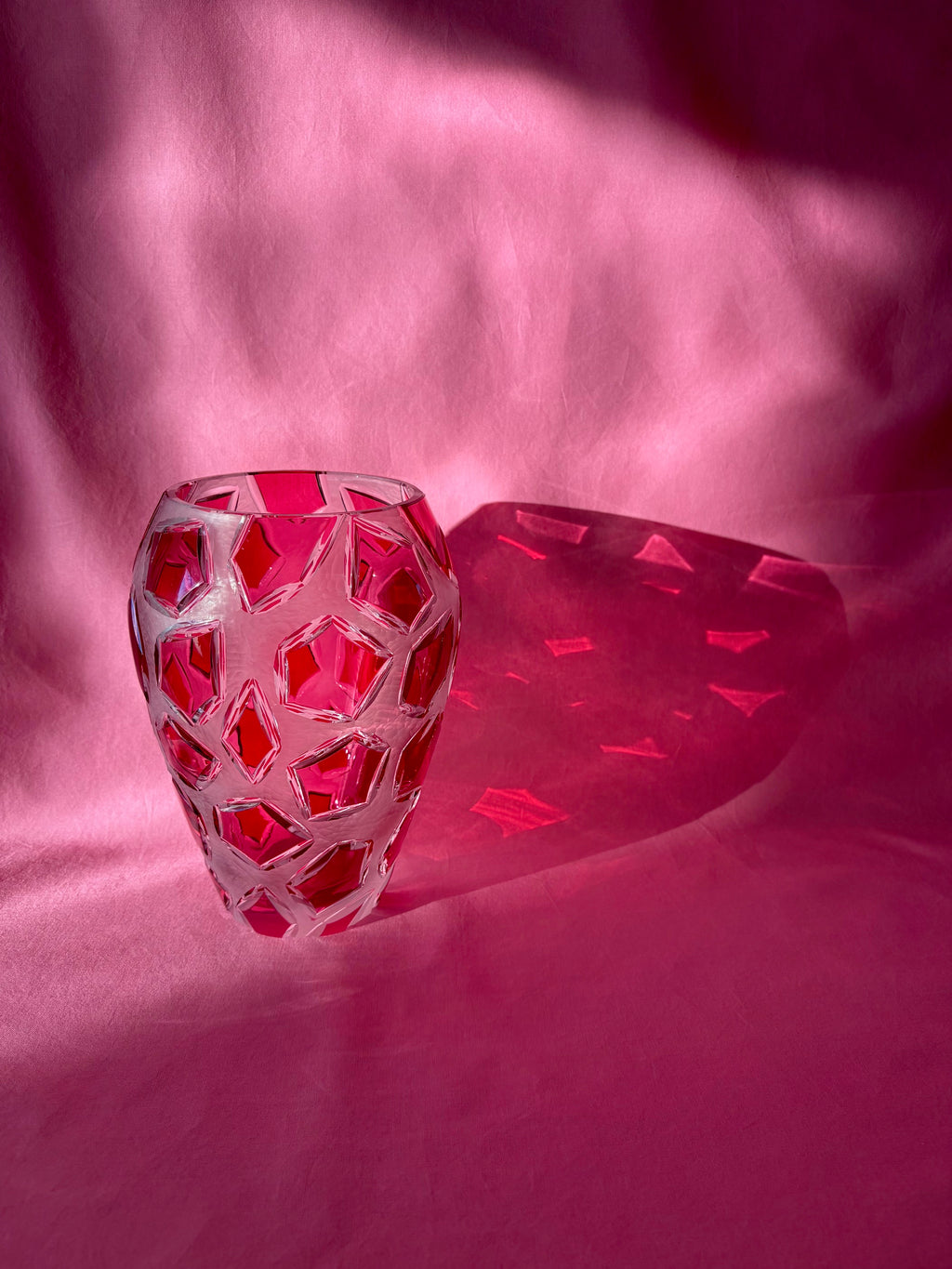 Bohemian Ruby Cut Crystal Vase