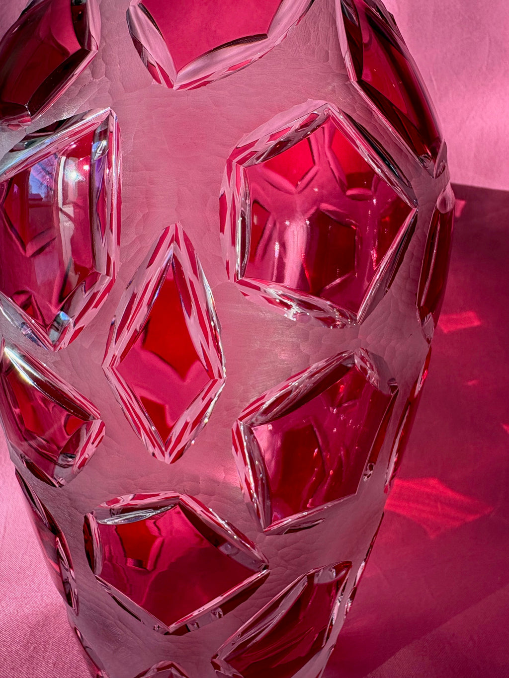 Bohemian Ruby Cut Crystal Vase