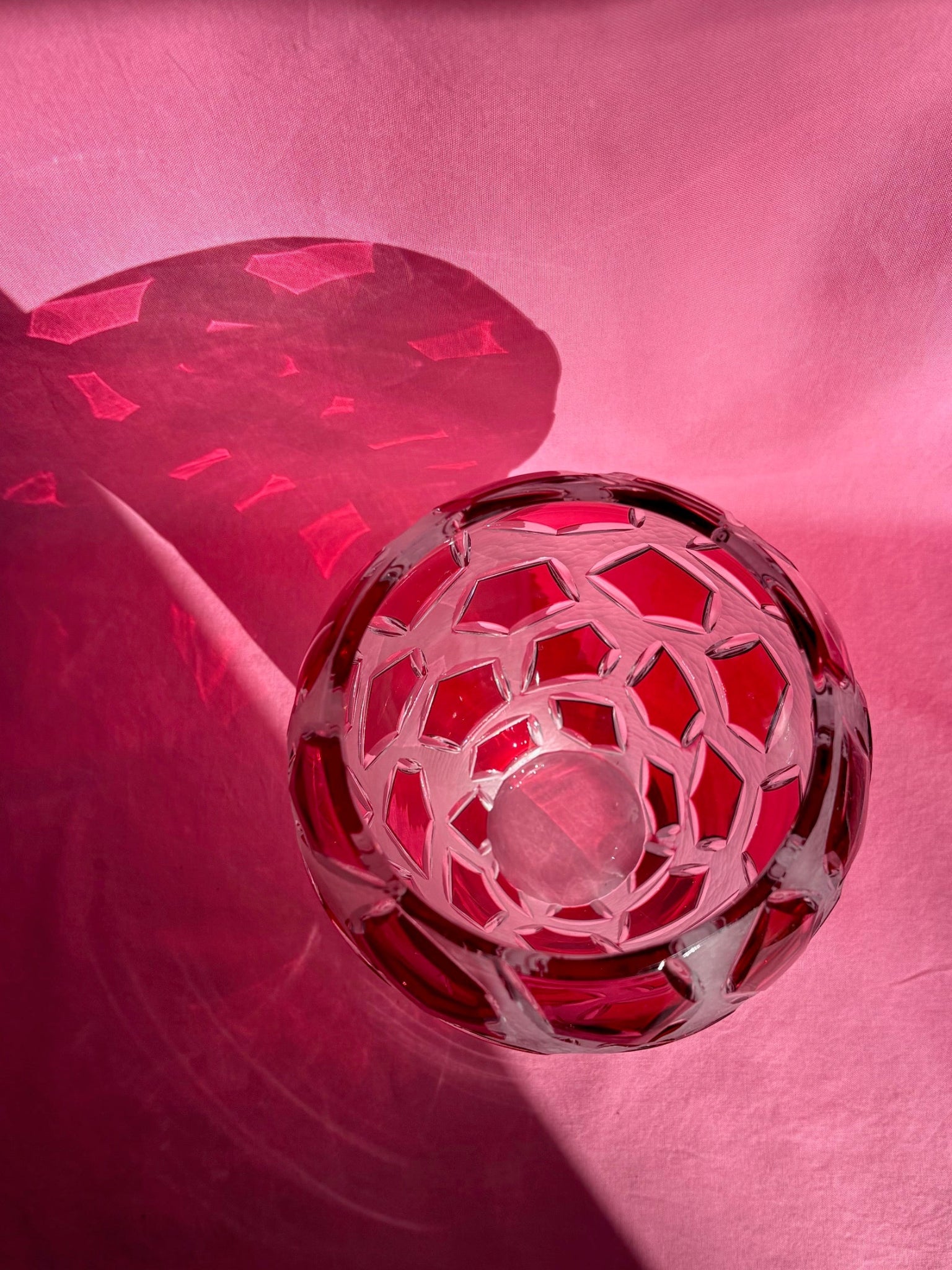 Bohemian Ruby Cut Crystal Vase
