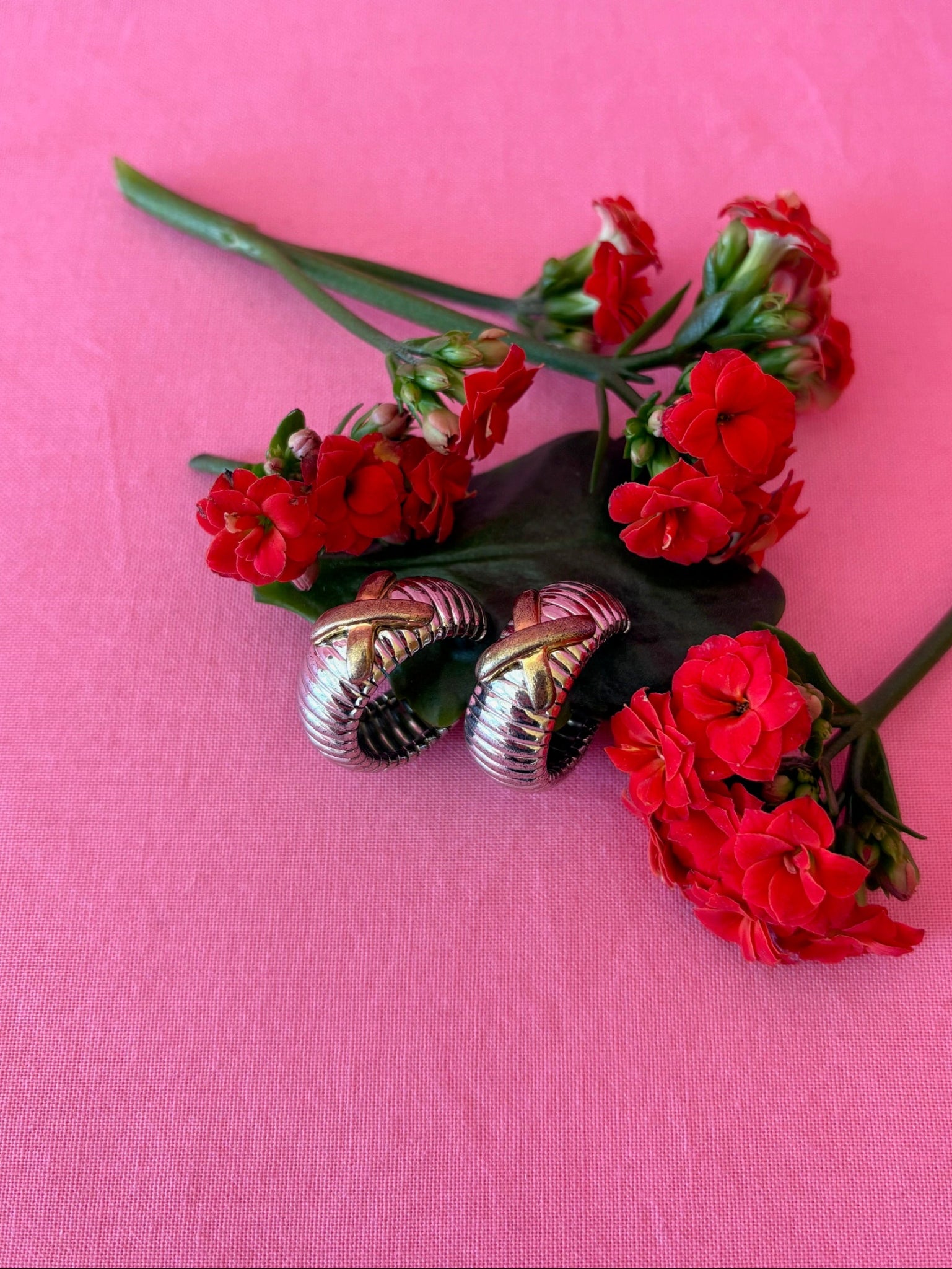 Vintage Silver Hoops with X’s