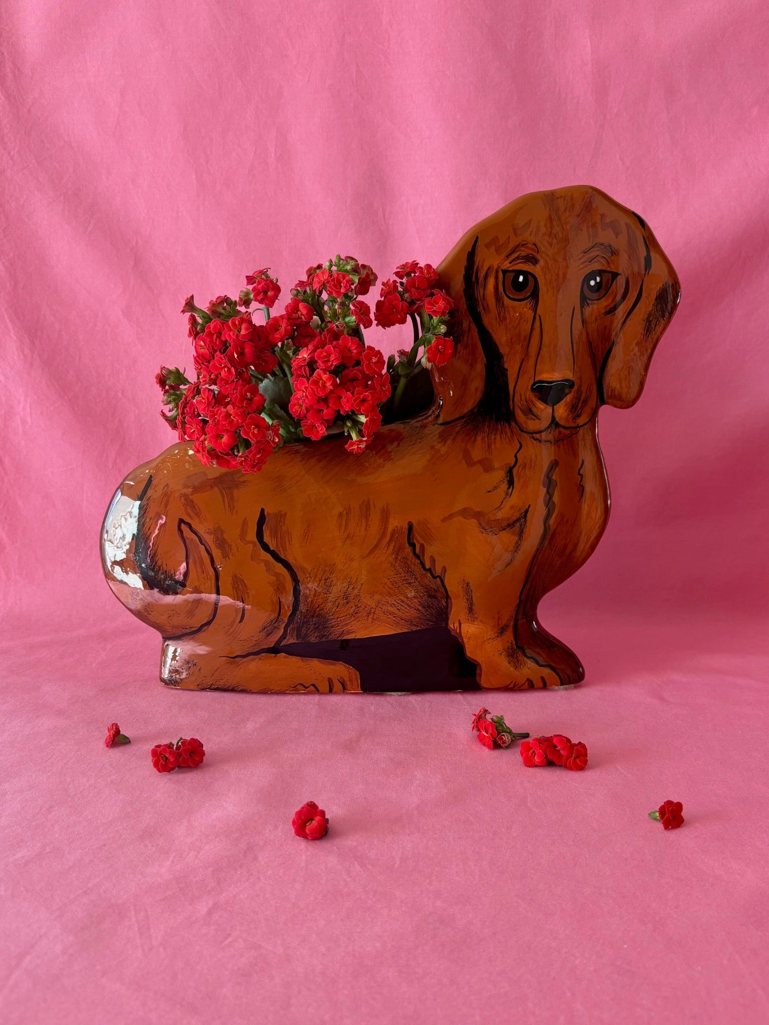 Ceramic Dachshund Vase by Nina Lyman