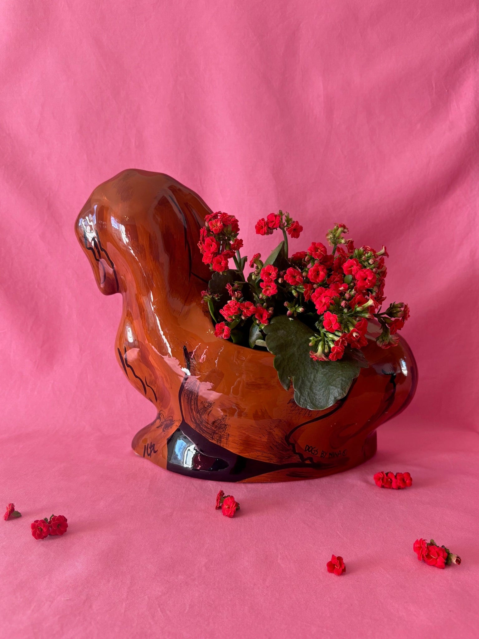 Ceramic Dachshund Vase by Nina Lyman