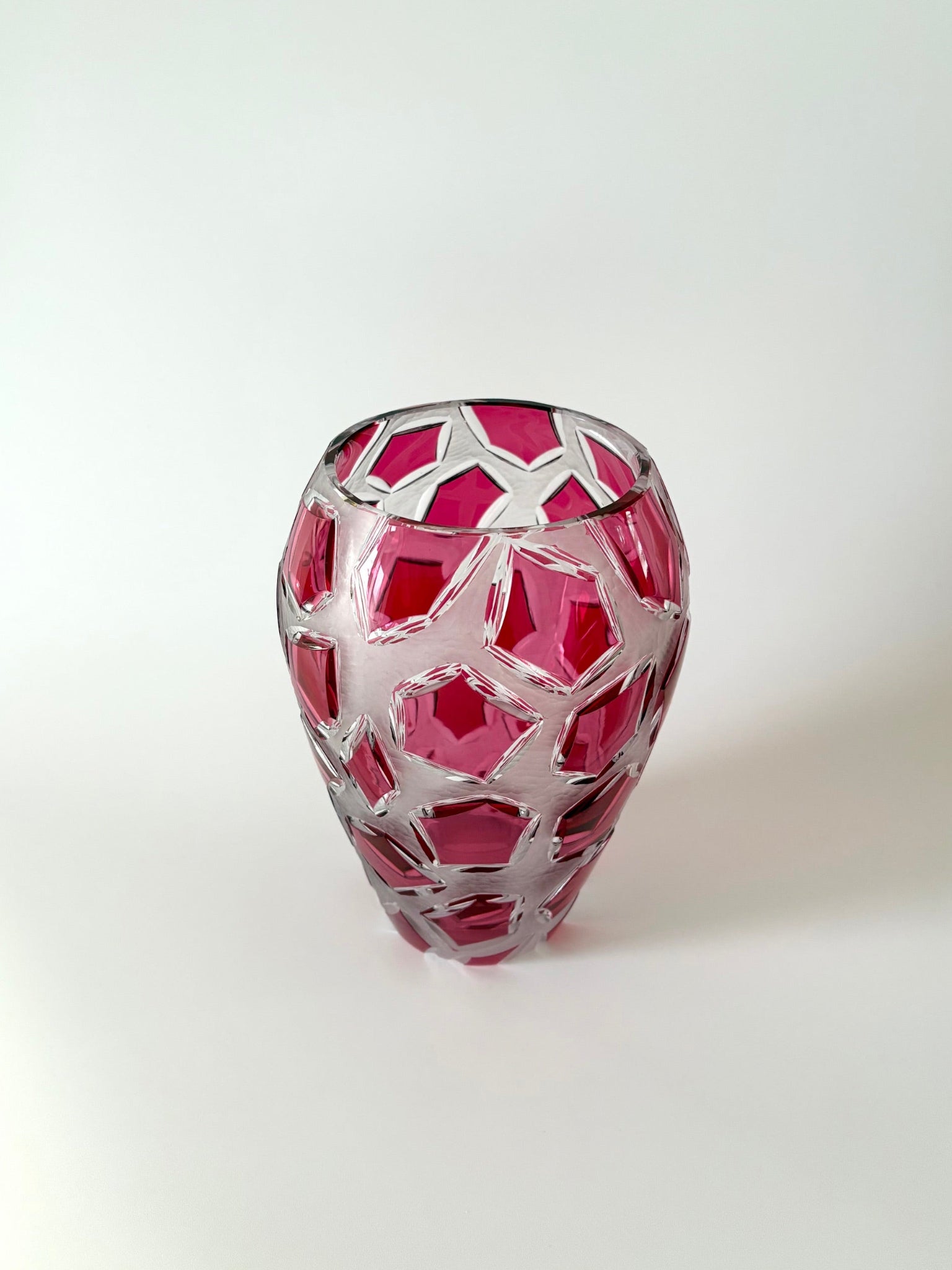 Bohemian Ruby Cut Crystal Vase