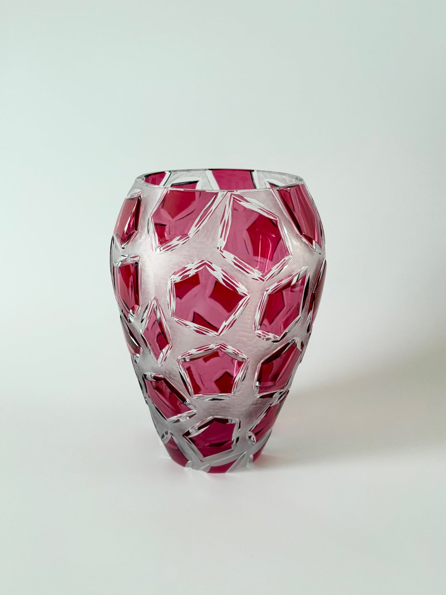 Bohemian Ruby Cut Crystal Vase