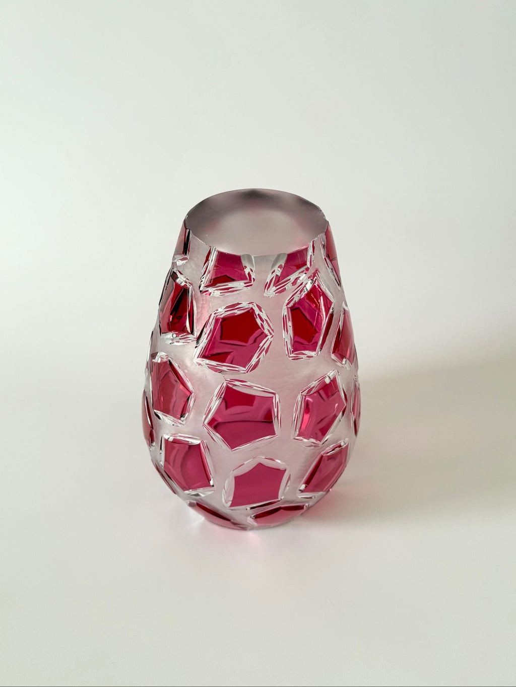 Bohemian Ruby Cut Crystal Vase