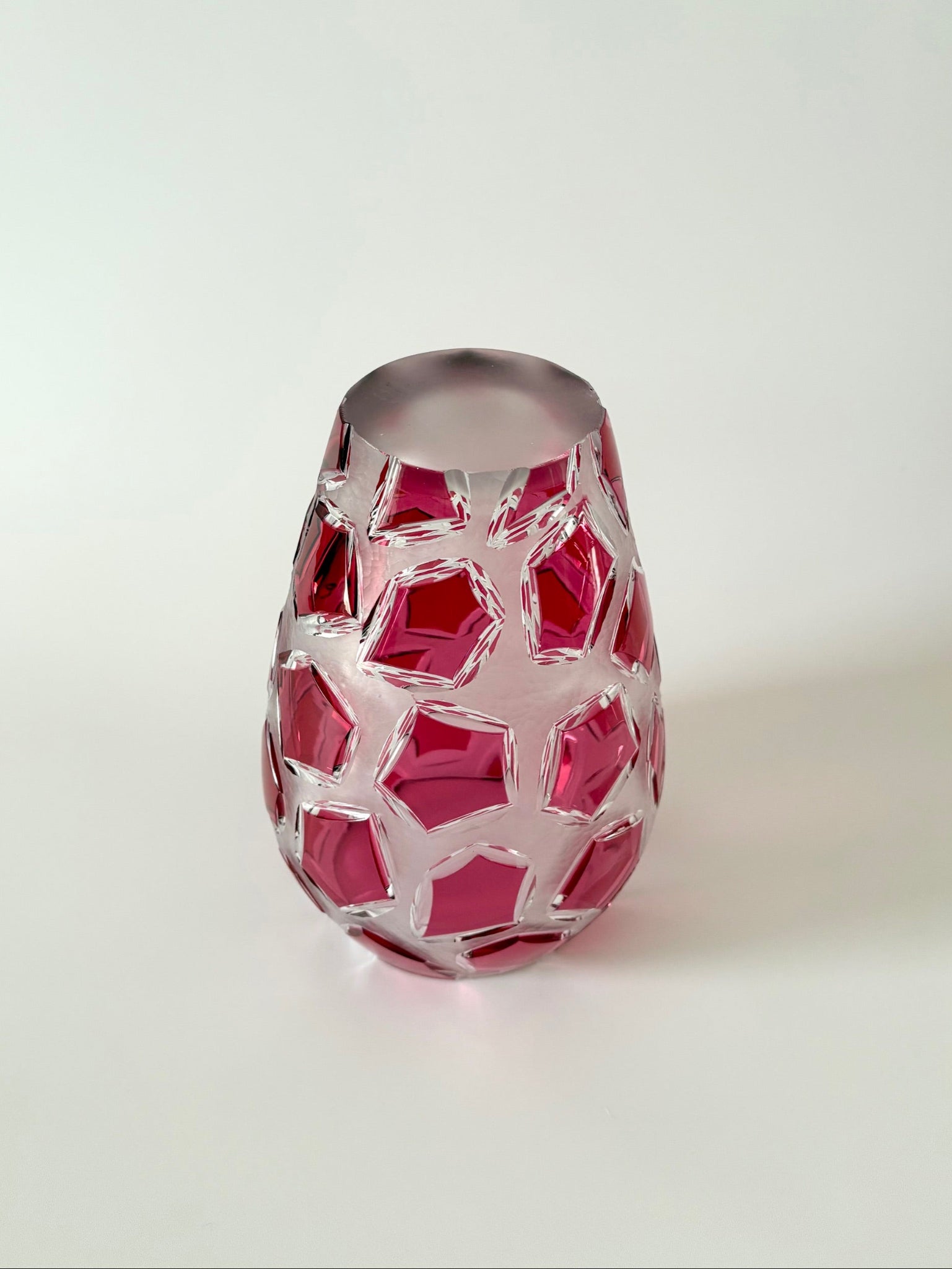 Bohemian Ruby Cut Crystal Vase