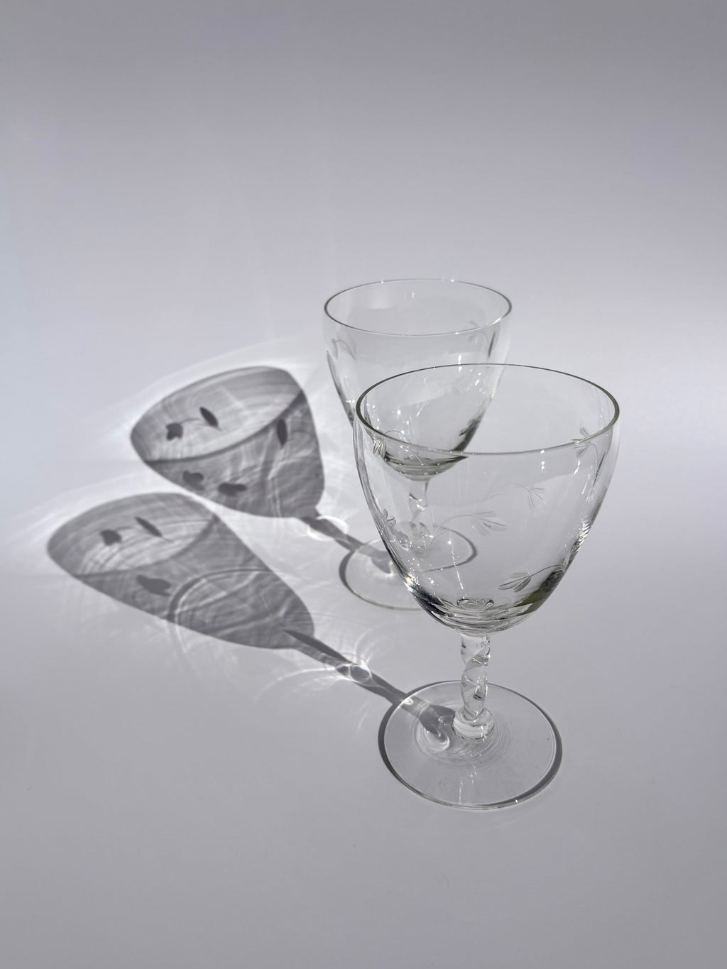 Set of 4 Goblets with Etched Flowers