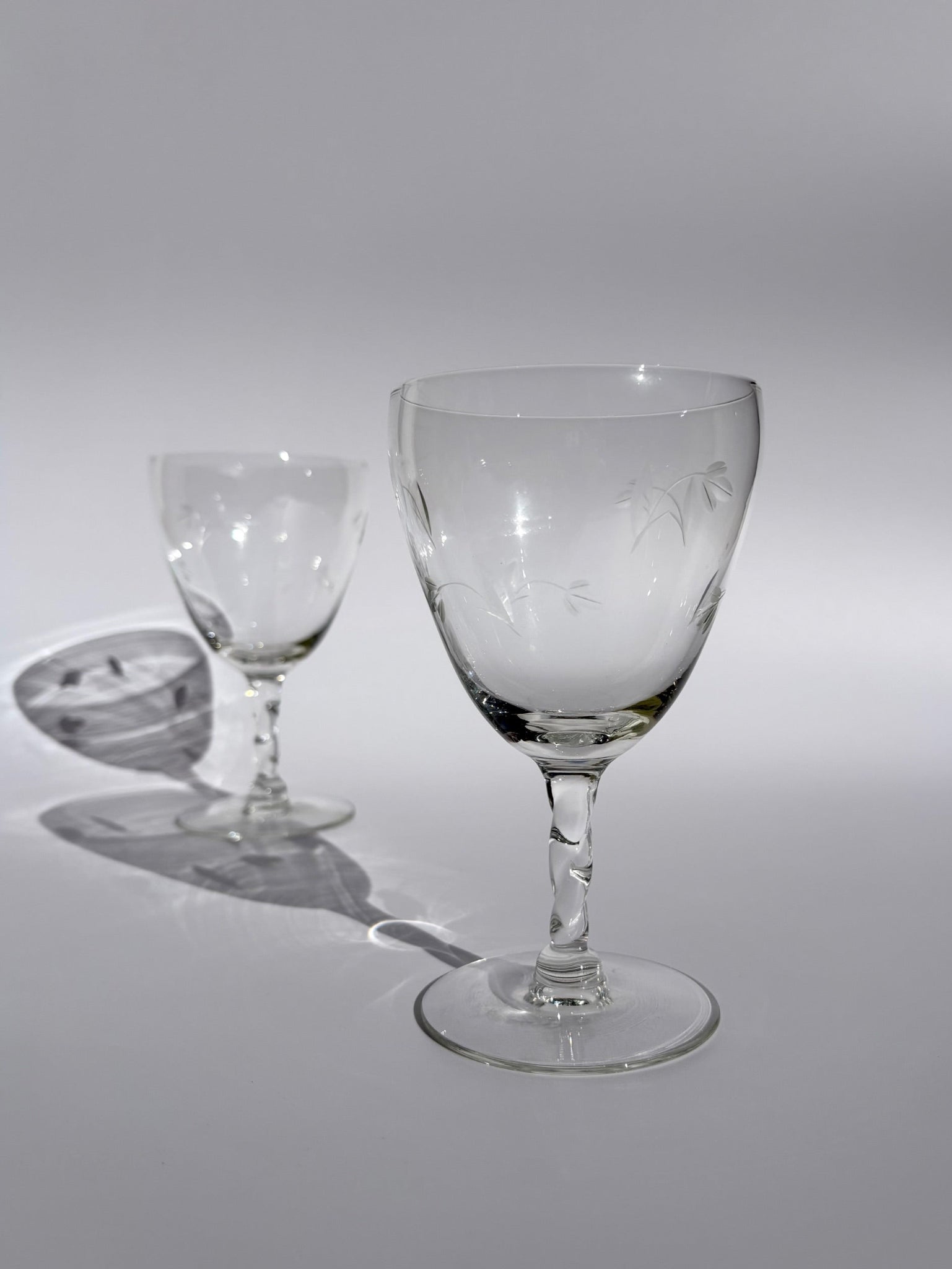 Set of 4 Goblets with Etched Flowers