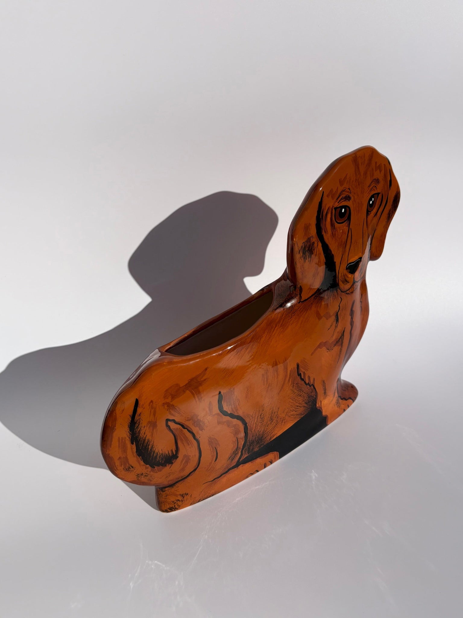 Ceramic Dachshund Vase by Nina Lyman