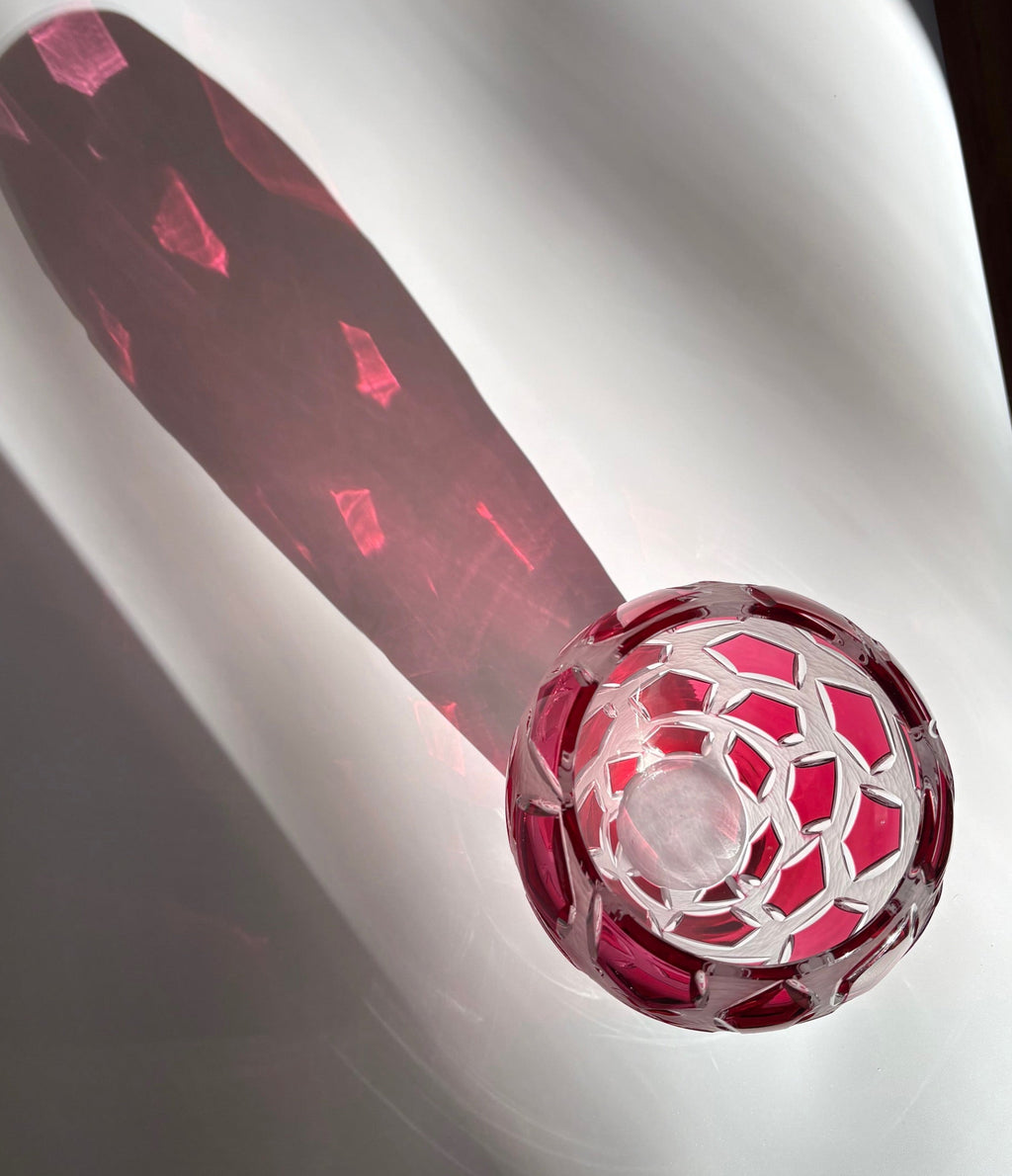 Bohemian Ruby Cut Crystal Vase