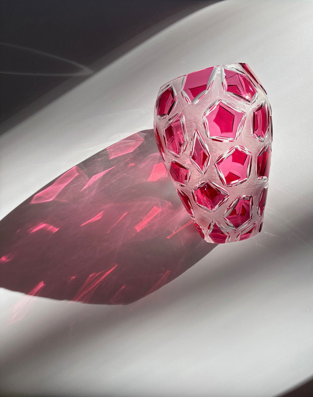 Bohemian Ruby Cut Crystal Vase